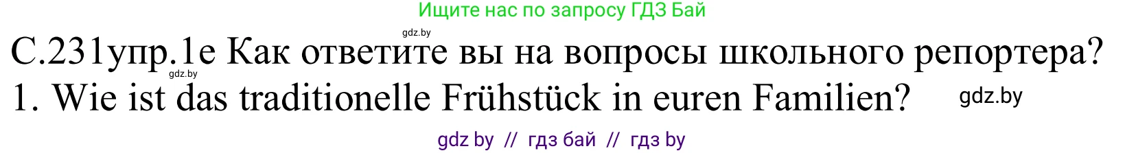 Немецкий язык (Deutsch), 8 класс Учебник (Schülerbuch), авторы: Будько Антонина Филипповна (Budjko Antonina), Урбанович Инна Ювинальевна (Urbanowitsch Ina), издательство Вышэйшая школа, Минск, 2018, страница 231, номер 1e, Решение