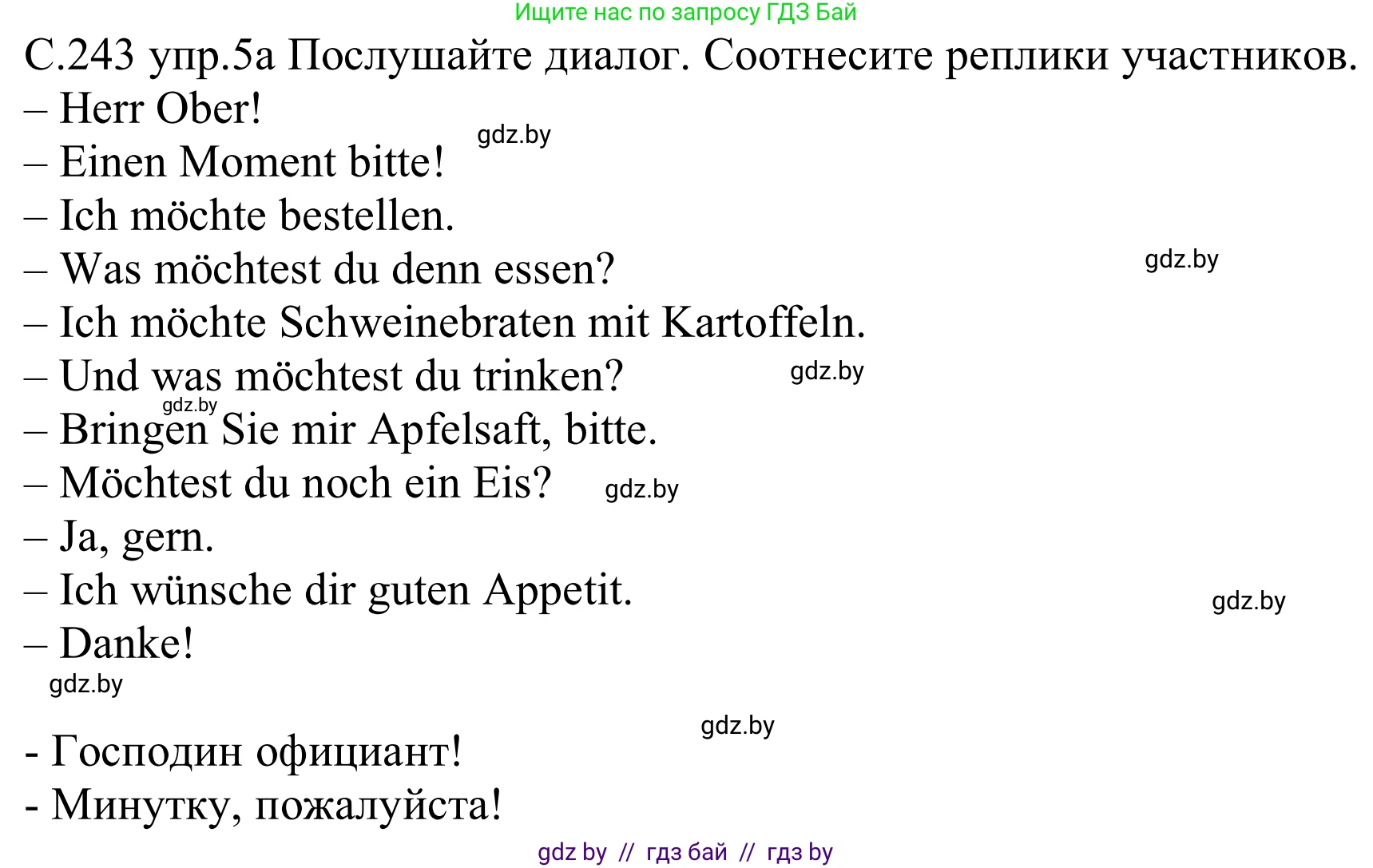 Немецкий язык (Deutsch), 8 класс Учебник (Schülerbuch), авторы: Будько Антонина Филипповна (Budjko Antonina), Урбанович Инна Ювинальевна (Urbanowitsch Ina), издательство Вышэйшая школа, Минск, 2018, страница 243, номер 5a, Решение