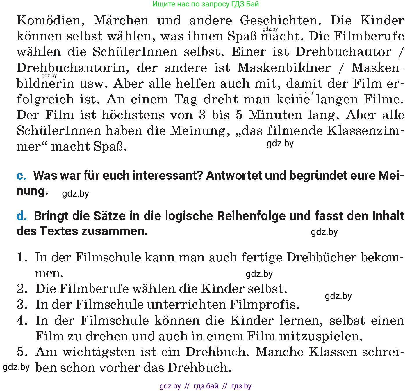 Немецкий язык (Deutsch), 8 класс Учебник (Schülerbuch), автор: Будько Антонина Филипповна (Budjko Antonina), издательство Адукацыя i выхаванне, Минск, 2026, страница 155, номер 5, Условие (продолжение 2)