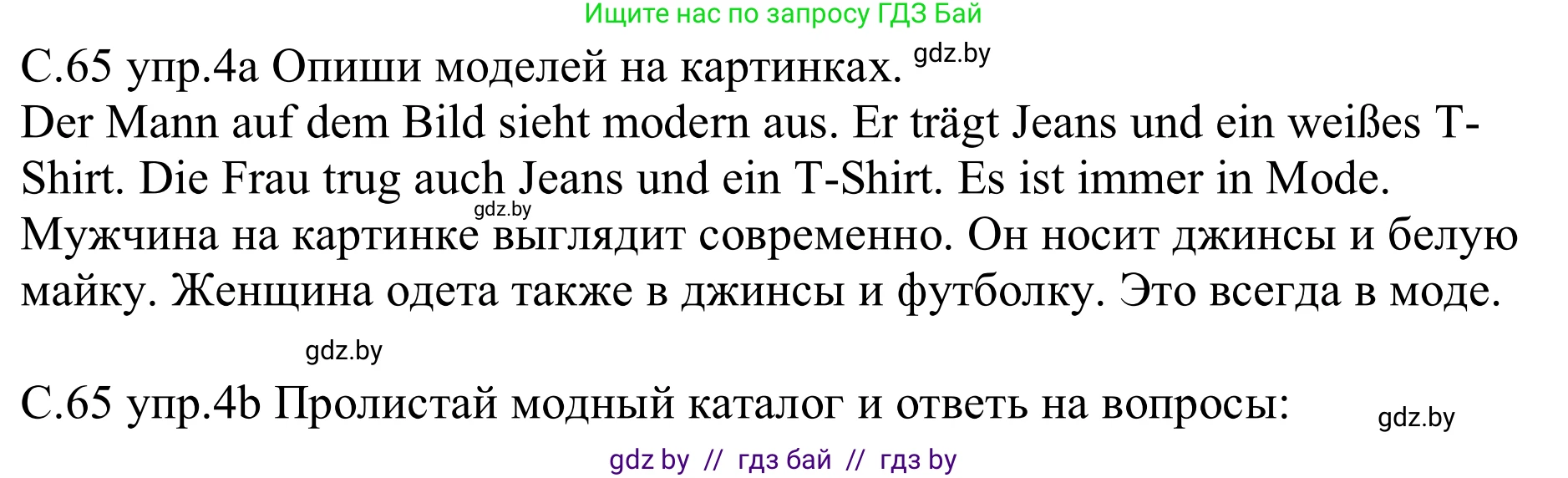 Немецкий язык (Deutsch), 9 класс рабочая тетрадь (arbeitsheft), авторы: Будько Антонина Филипповна (Budjko Antonina), Урбанович Инна Ювинальевна (Urbanowitsch Ina), издательство Аверсэв, Минск, 2019, салатового цвета, страница 65, номер 4, Решение