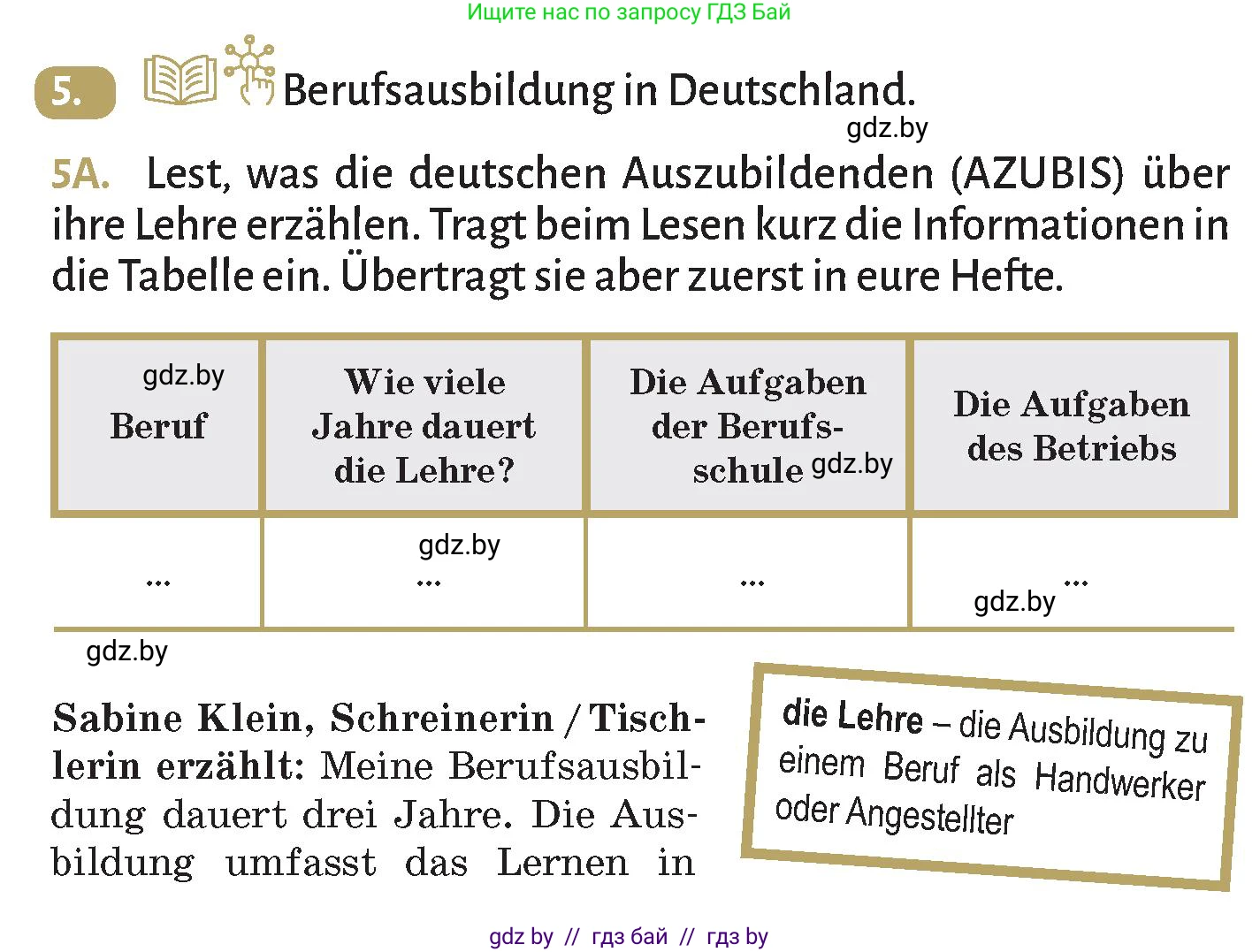 Немецкий язык (Deutsch), 9 класс Учебник (Schülerbuch), авторы: Будько Антонина Филипповна (Budjko Antonina), Курьян Владимир Владимирович (Kurjan Wladimir), издательство Адукацыя i выхаванне, Минск, 2026, зелёного цвета, страница 35, номер 5, Условие