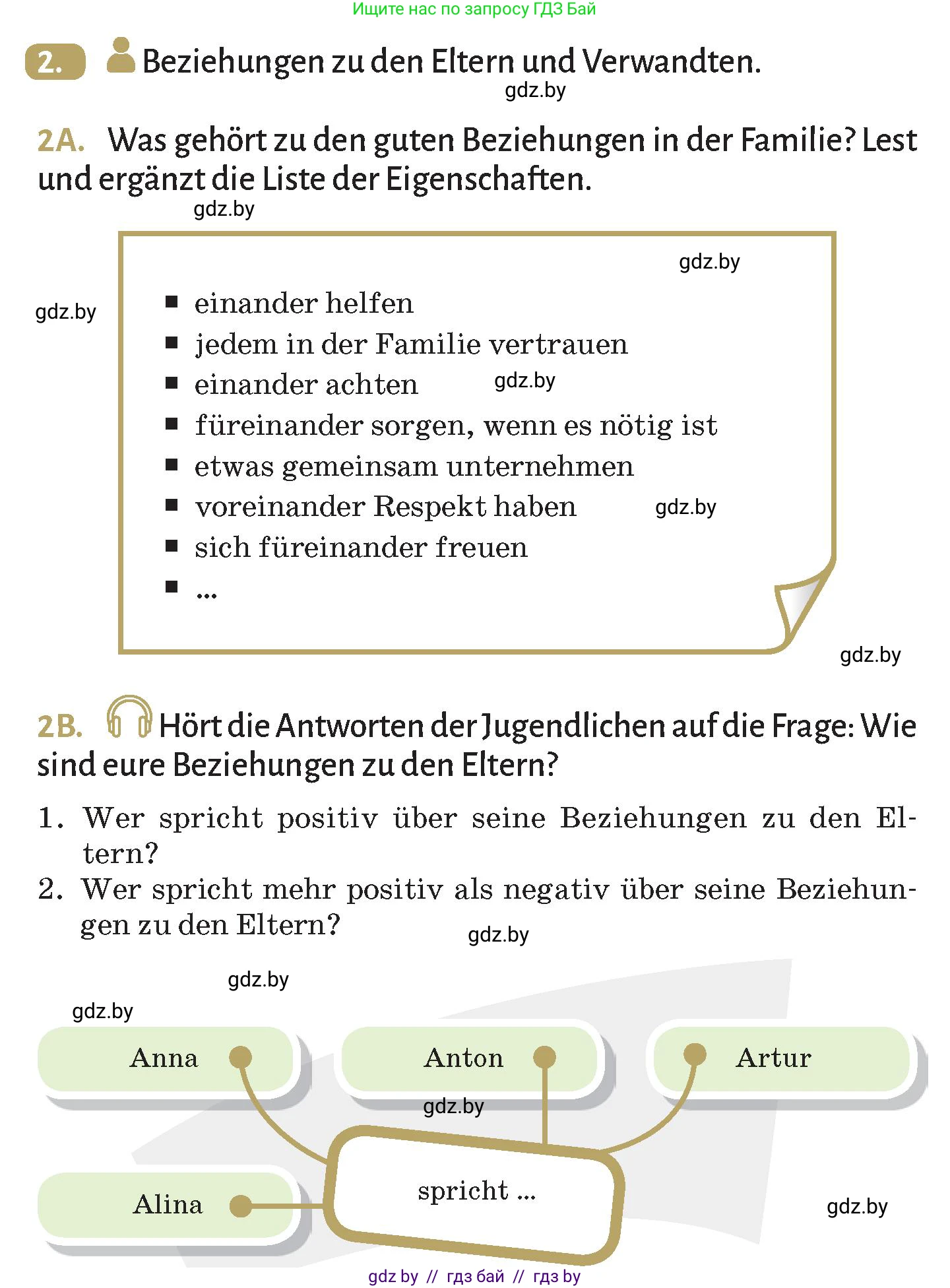 Немецкий язык (Deutsch), 9 класс Учебник (Schülerbuch), авторы: Будько Антонина Филипповна (Budjko Antonina), Курьян Владимир Владимирович (Kurjan Wladimir), издательство Адукацыя i выхаванне, Минск, 2026, зелёного цвета, страница 70, номер 2, Условие