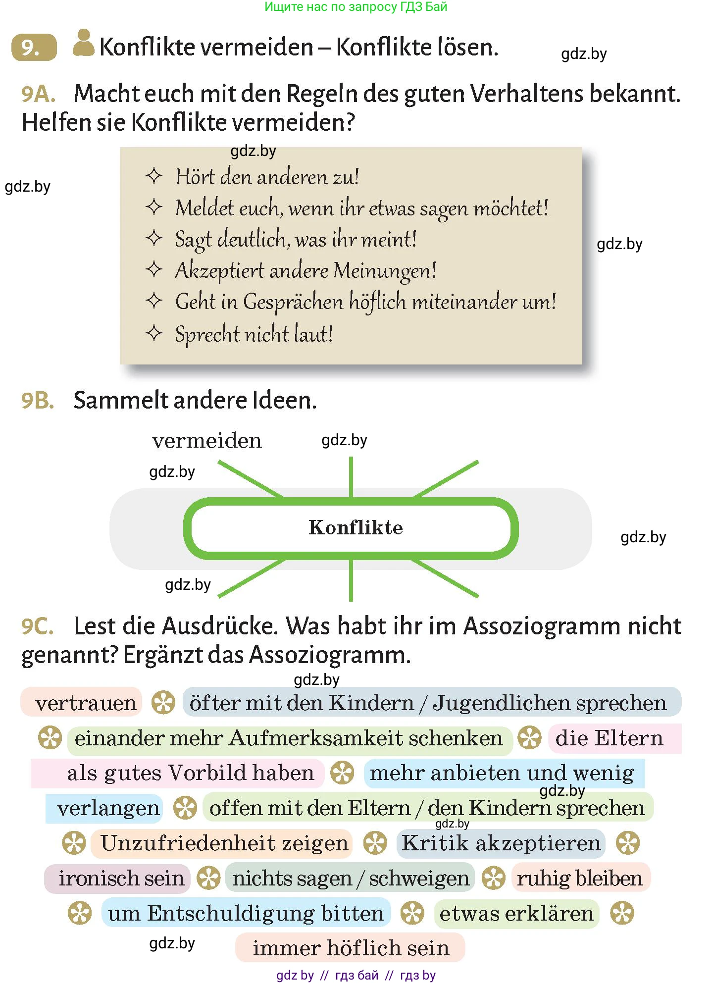 Немецкий язык (Deutsch), 9 класс Учебник (Schülerbuch), авторы: Будько Антонина Филипповна (Budjko Antonina), Курьян Владимир Владимирович (Kurjan Wladimir), издательство Адукацыя i выхаванне, Минск, 2026, зелёного цвета, страница 83, номер 9, Условие