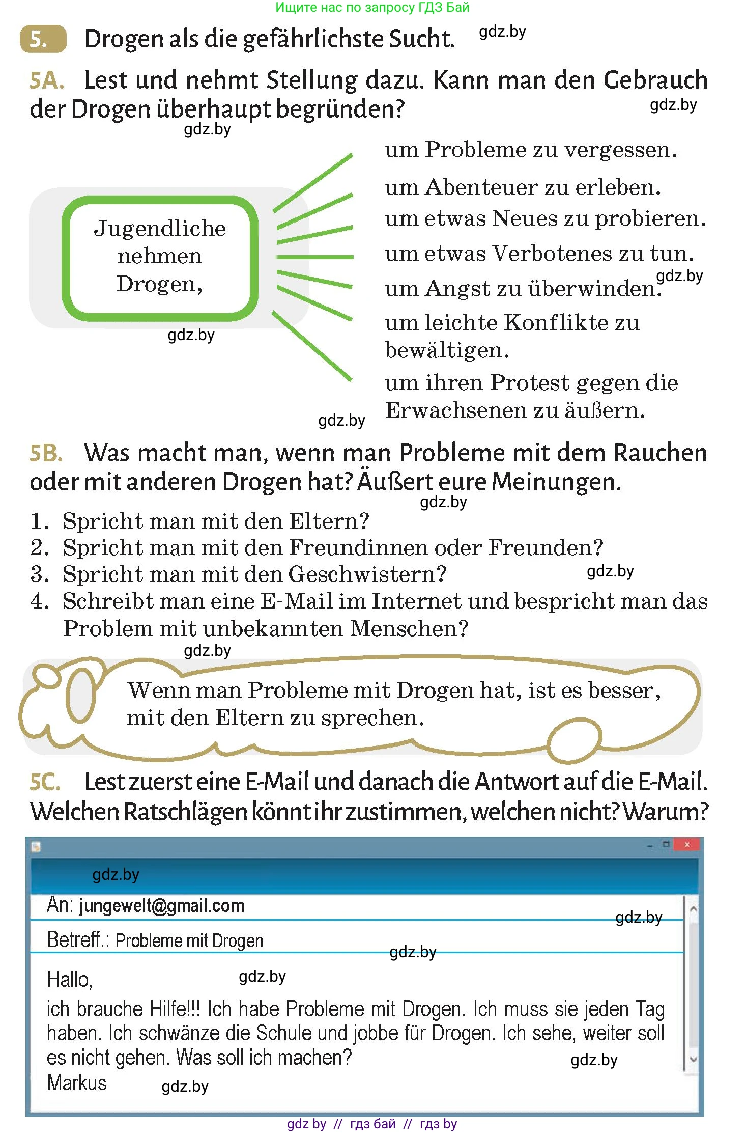 Немецкий язык (Deutsch), 9 класс Учебник (Schülerbuch), авторы: Будько Антонина Филипповна (Budjko Antonina), Курьян Владимир Владимирович (Kurjan Wladimir), издательство Адукацыя i выхаванне, Минск, 2026, зелёного цвета, страница 125, номер 5, Условие