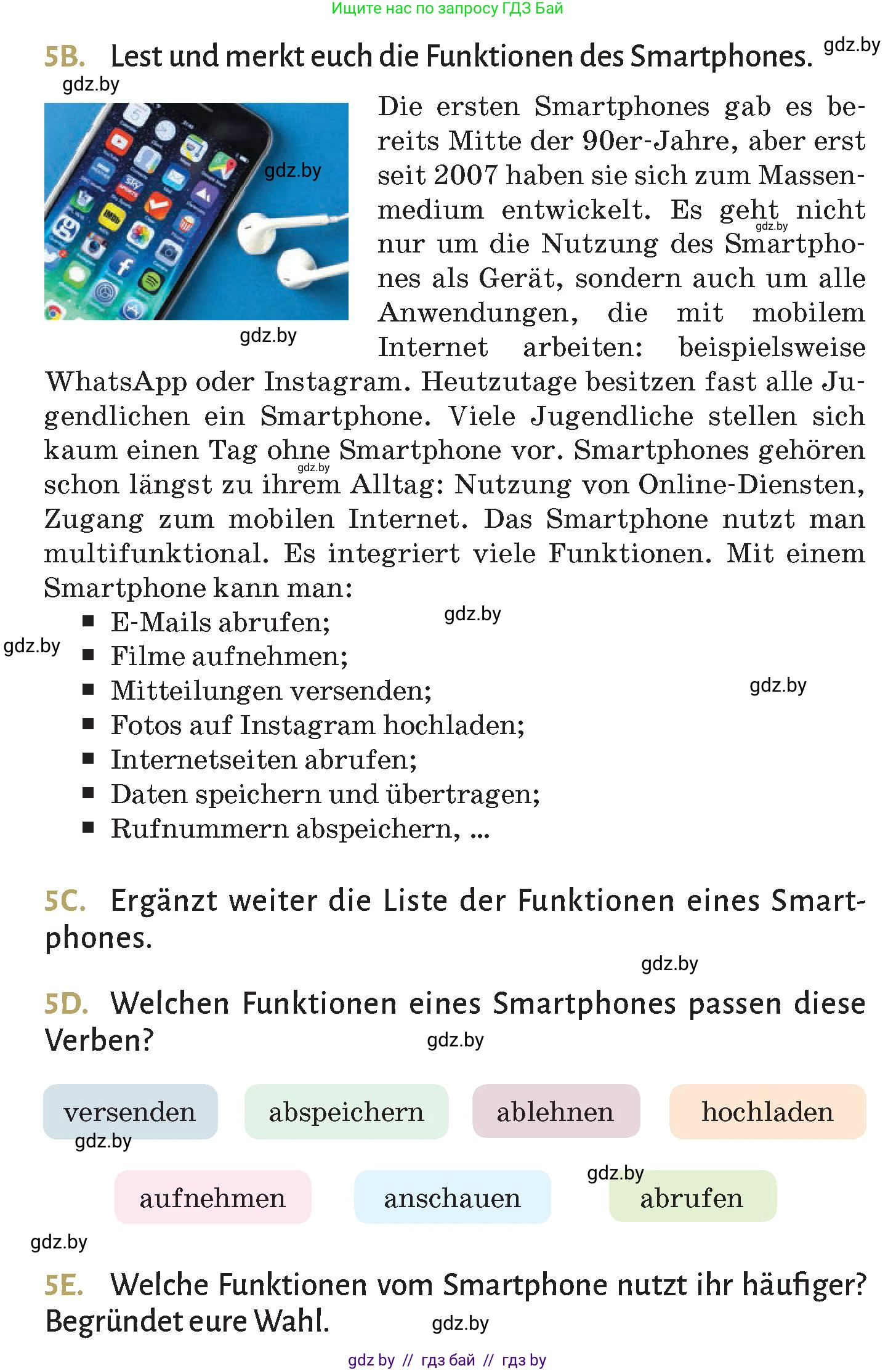 Немецкий язык (Deutsch), 9 класс Учебник (Schülerbuch), авторы: Будько Антонина Филипповна (Budjko Antonina), Курьян Владимир Владимирович (Kurjan Wladimir), издательство Адукацыя i выхаванне, Минск, 2026, зелёного цвета, страница 191, номер 5, Условие (продолжение 2)
