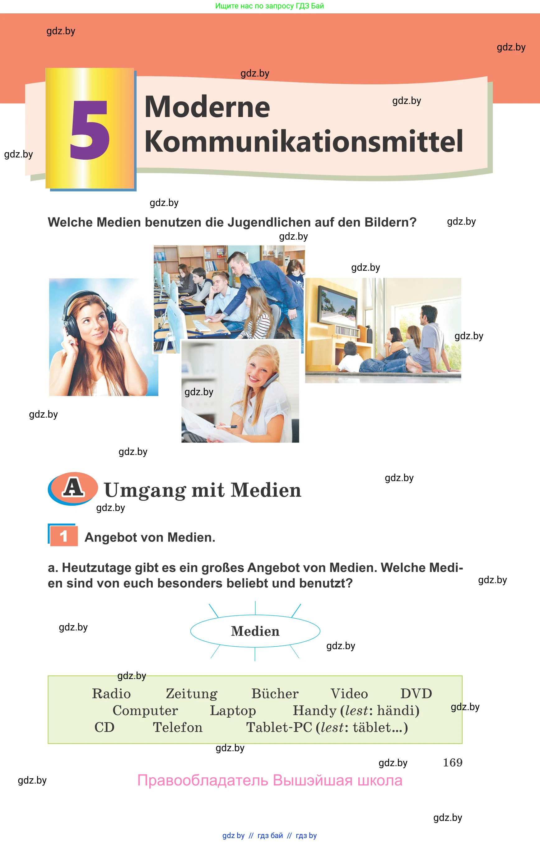 Немецкий язык (Deutsch), 9 класс Учебник (Schülerbuch), авторы: Будько Антонина Филипповна (Budjko Antonina), Урбанович Инна Ювинальевна (Urbanowitsch Ina), издательство Вышэйшая школа, Минск, 2018, серого цвета, страница 169