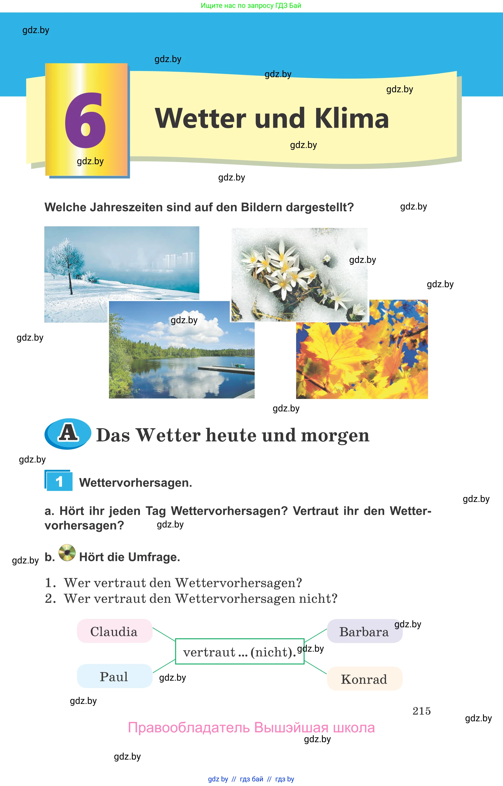 Немецкий язык (Deutsch), 9 класс Учебник (Schülerbuch), авторы: Будько Антонина Филипповна (Budjko Antonina), Урбанович Инна Ювинальевна (Urbanowitsch Ina), издательство Вышэйшая школа, Минск, 2018, серого цвета, страница 215