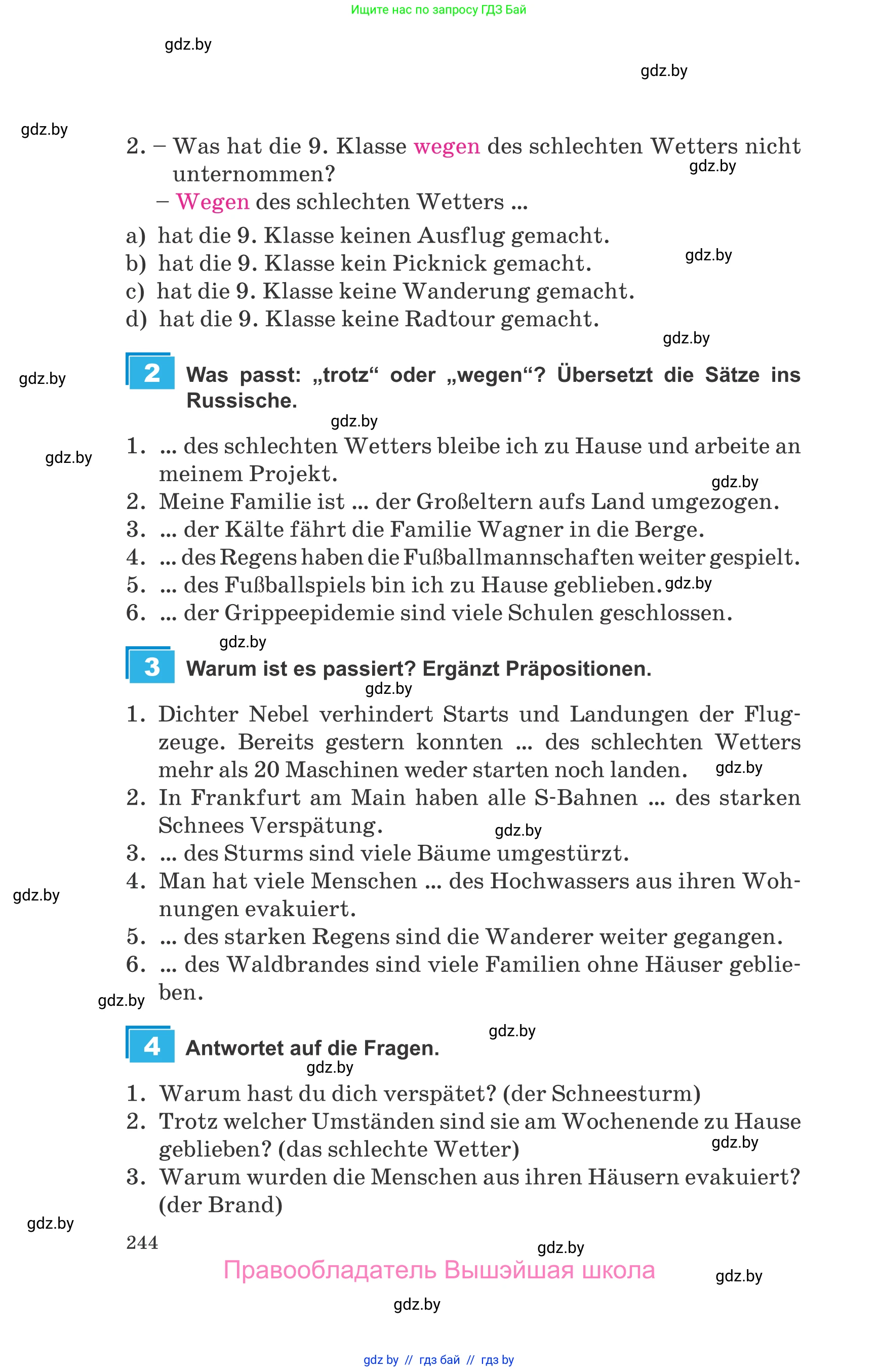 Немецкий язык (Deutsch), 9 класс Учебник (Schülerbuch), авторы: Будько Антонина Филипповна (Budjko Antonina), Урбанович Инна Ювинальевна (Urbanowitsch Ina), издательство Вышэйшая школа, Минск, 2018, серого цвета, страница 244