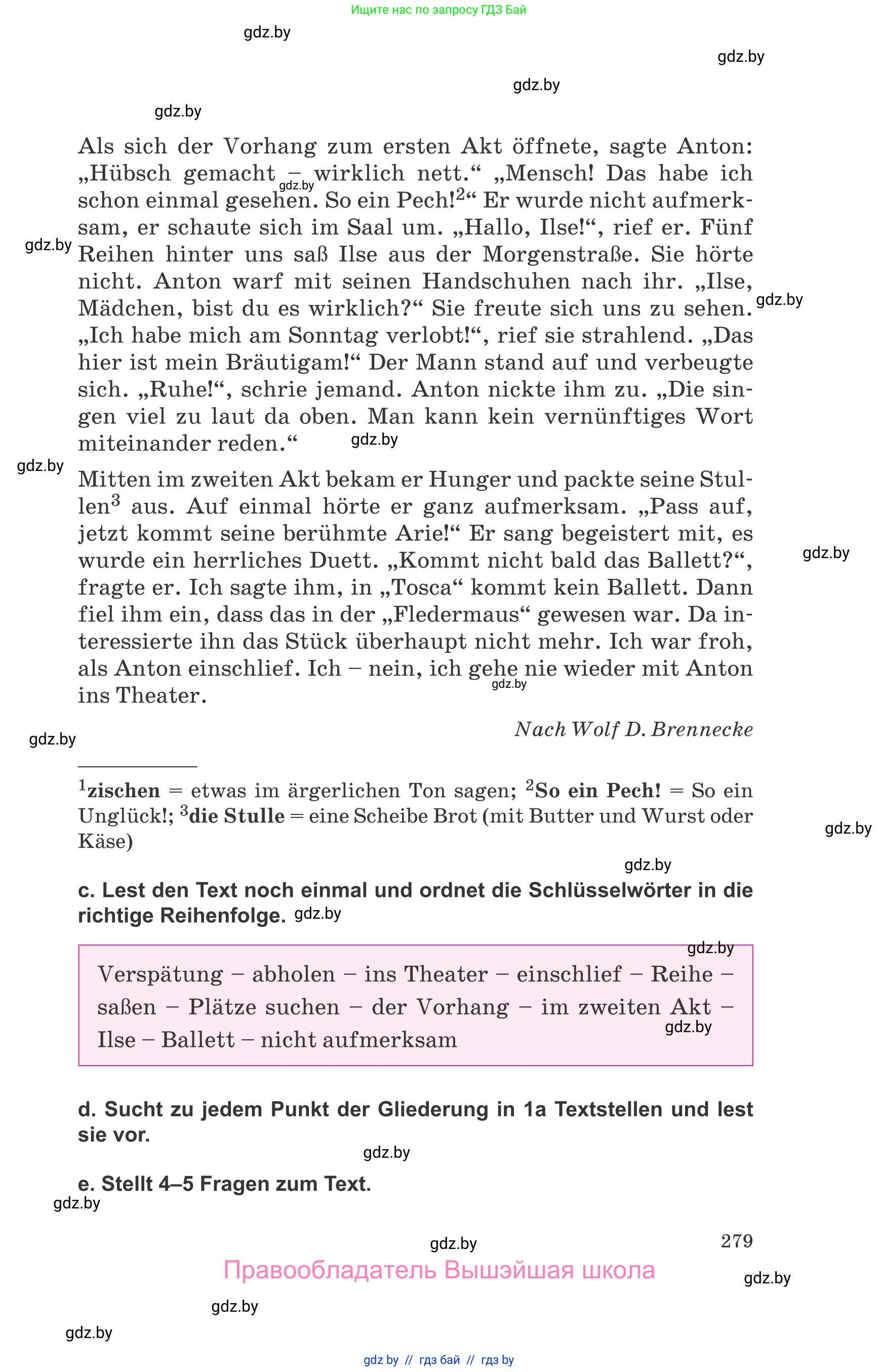 Немецкий язык (Deutsch), 9 класс Учебник (Schülerbuch), авторы: Будько Антонина Филипповна (Budjko Antonina), Урбанович Инна Ювинальевна (Urbanowitsch Ina), издательство Вышэйшая школа, Минск, 2018, серого цвета, страница 279