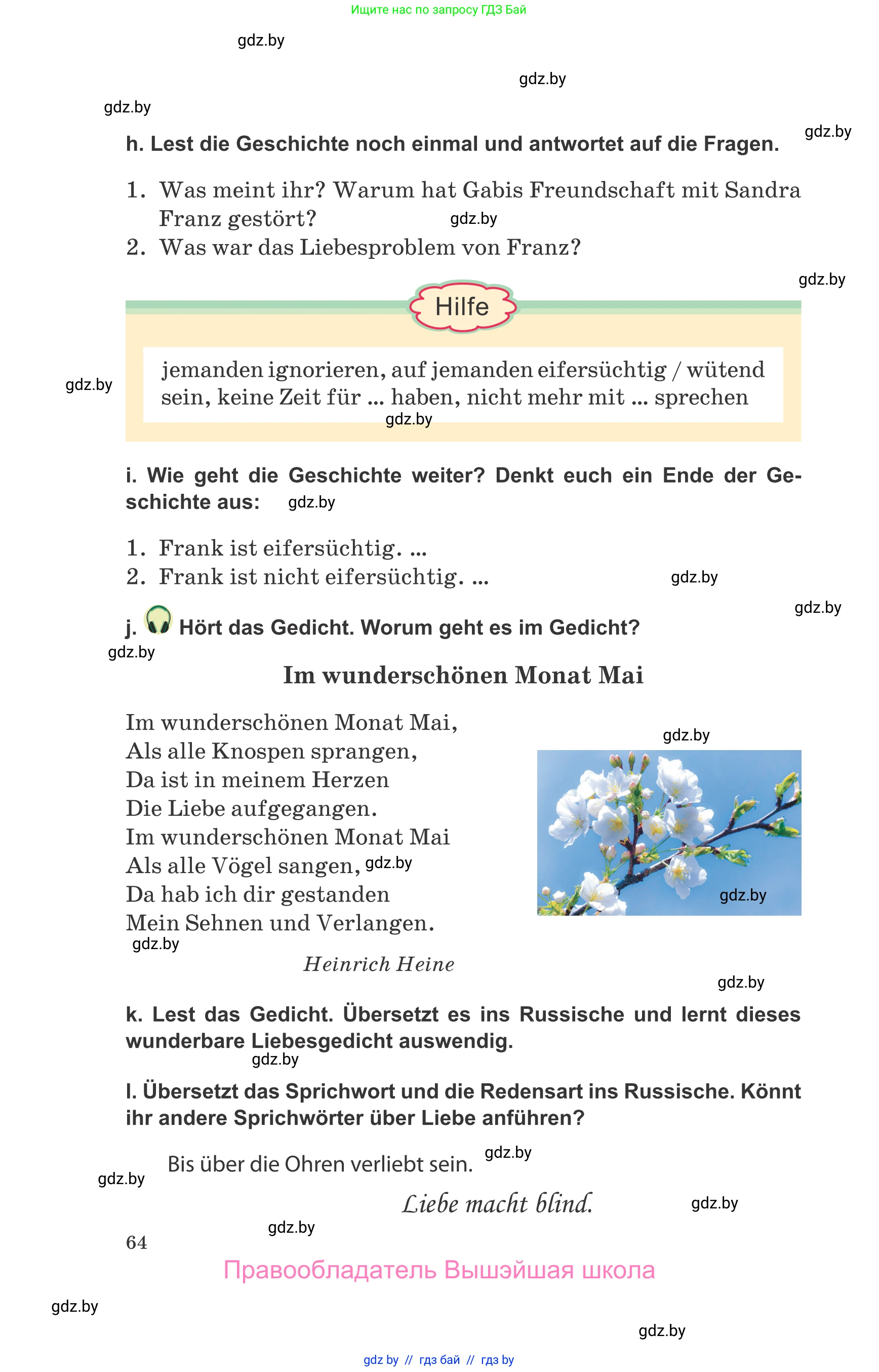 Немецкий язык (Deutsch), 9 класс Учебник (Schülerbuch), авторы: Будько Антонина Филипповна (Budjko Antonina), Урбанович Инна Ювинальевна (Urbanowitsch Ina), издательство Вышэйшая школа, Минск, 2018, серого цвета, страница 64