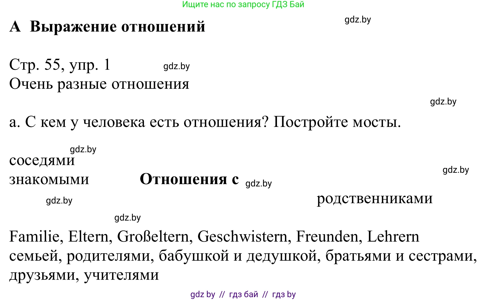 Немецкий язык (Deutsch), 9 класс Учебник (Schülerbuch), авторы: Будько Антонина Филипповна (Budjko Antonina), Урбанович Инна Ювинальевна (Urbanowitsch Ina), издательство Вышэйшая школа, Минск, 2018, серого цвета, страница 55, номер 1a, Решение