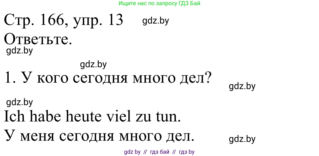 Немецкий язык (Deutsch), 9 класс Учебник (Schülerbuch), авторы: Будько Антонина Филипповна (Budjko Antonina), Урбанович Инна Ювинальевна (Urbanowitsch Ina), издательство Вышэйшая школа, Минск, 2018, серого цвета, страница 166, номер 13, Решение