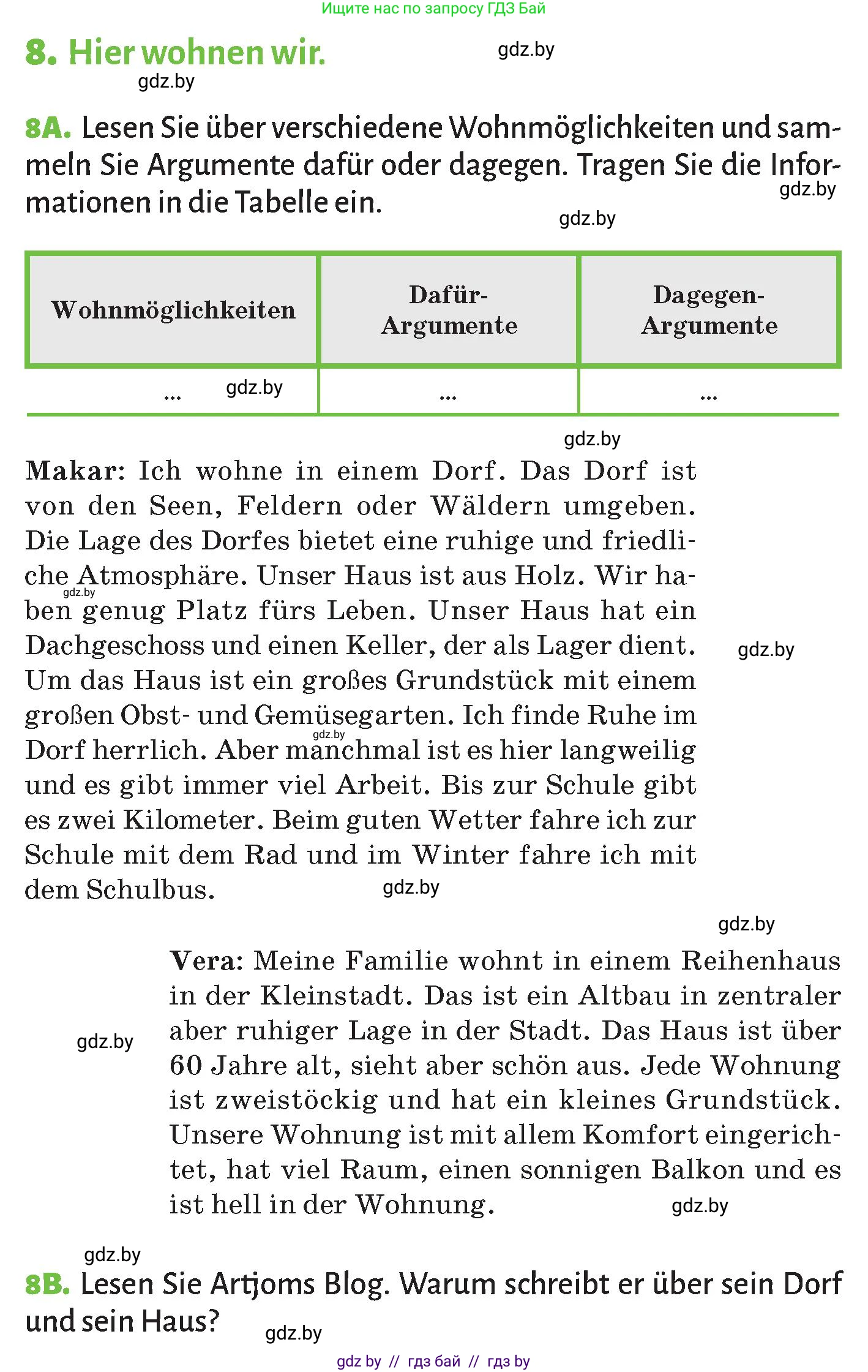 Немецкий язык (Deutsch), 10 класс Учебник (Schülerbuch), авторы: Будько Антонина Филипповна (Budjko Antonina), Курьян Владимир Владимирович (Kurjan Wladimir), издательство Адукацыя i выхаванне, Минск, 2026, голубого цвета, страница 18, номер 8, Условие