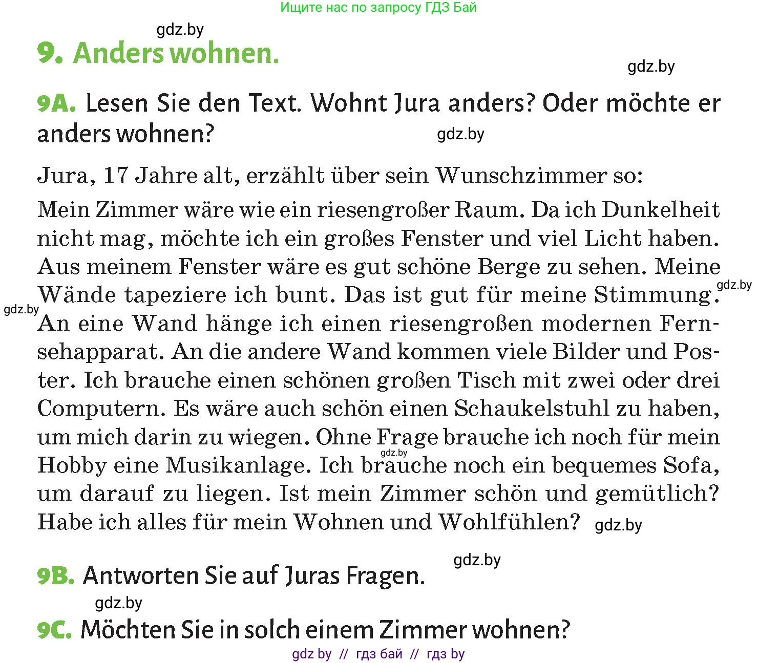 Немецкий язык (Deutsch), 10 класс Учебник (Schülerbuch), авторы: Будько Антонина Филипповна (Budjko Antonina), Курьян Владимир Владимирович (Kurjan Wladimir), издательство Адукацыя i выхаванне, Минск, 2026, голубого цвета, страница 40, номер 9, Условие