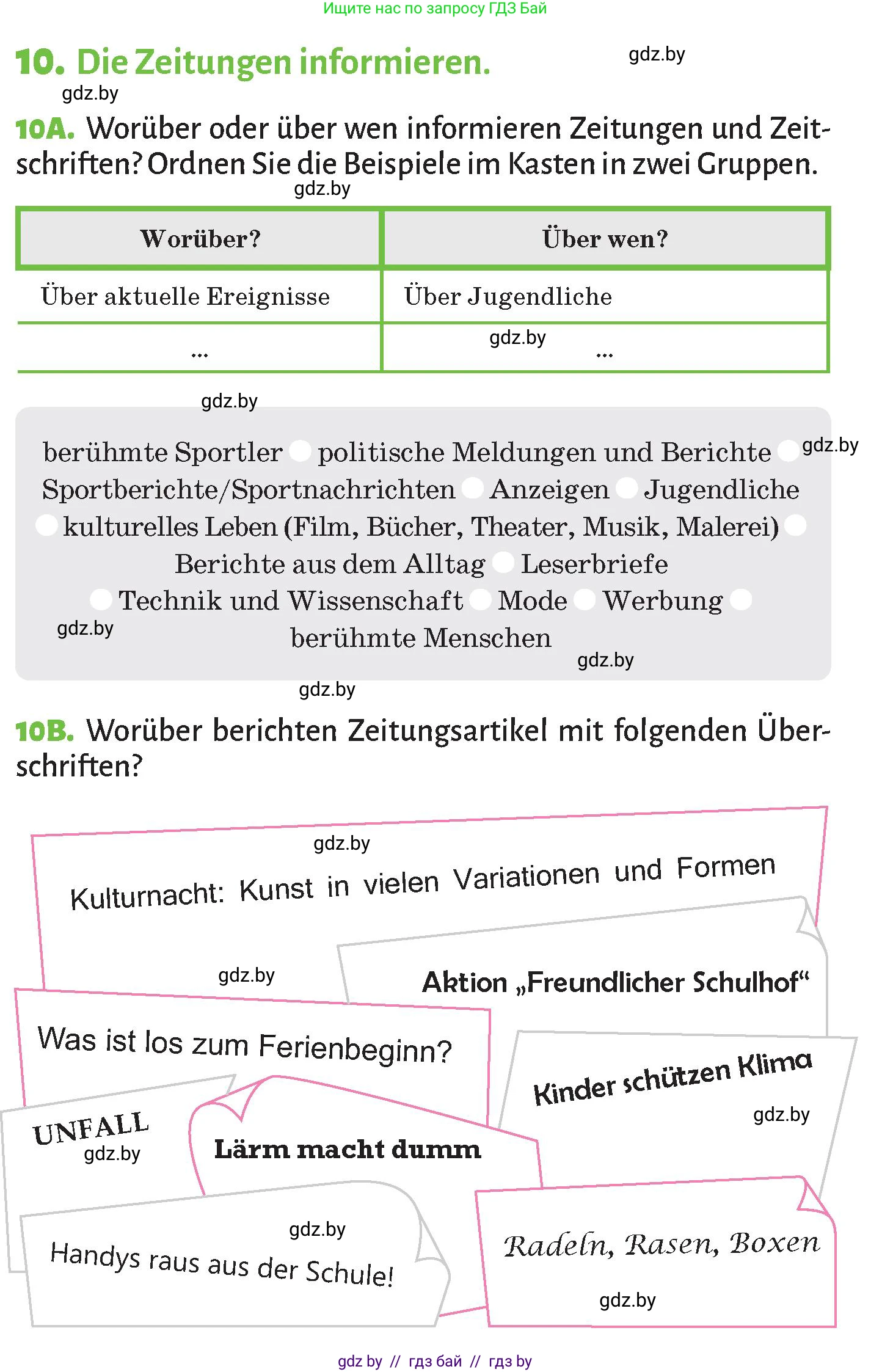 Немецкий язык (Deutsch), 10 класс Учебник (Schülerbuch), авторы: Будько Антонина Филипповна (Budjko Antonina), Курьян Владимир Владимирович (Kurjan Wladimir), издательство Адукацыя i выхаванне, Минск, 2026, голубого цвета, страница 95, номер 10, Условие