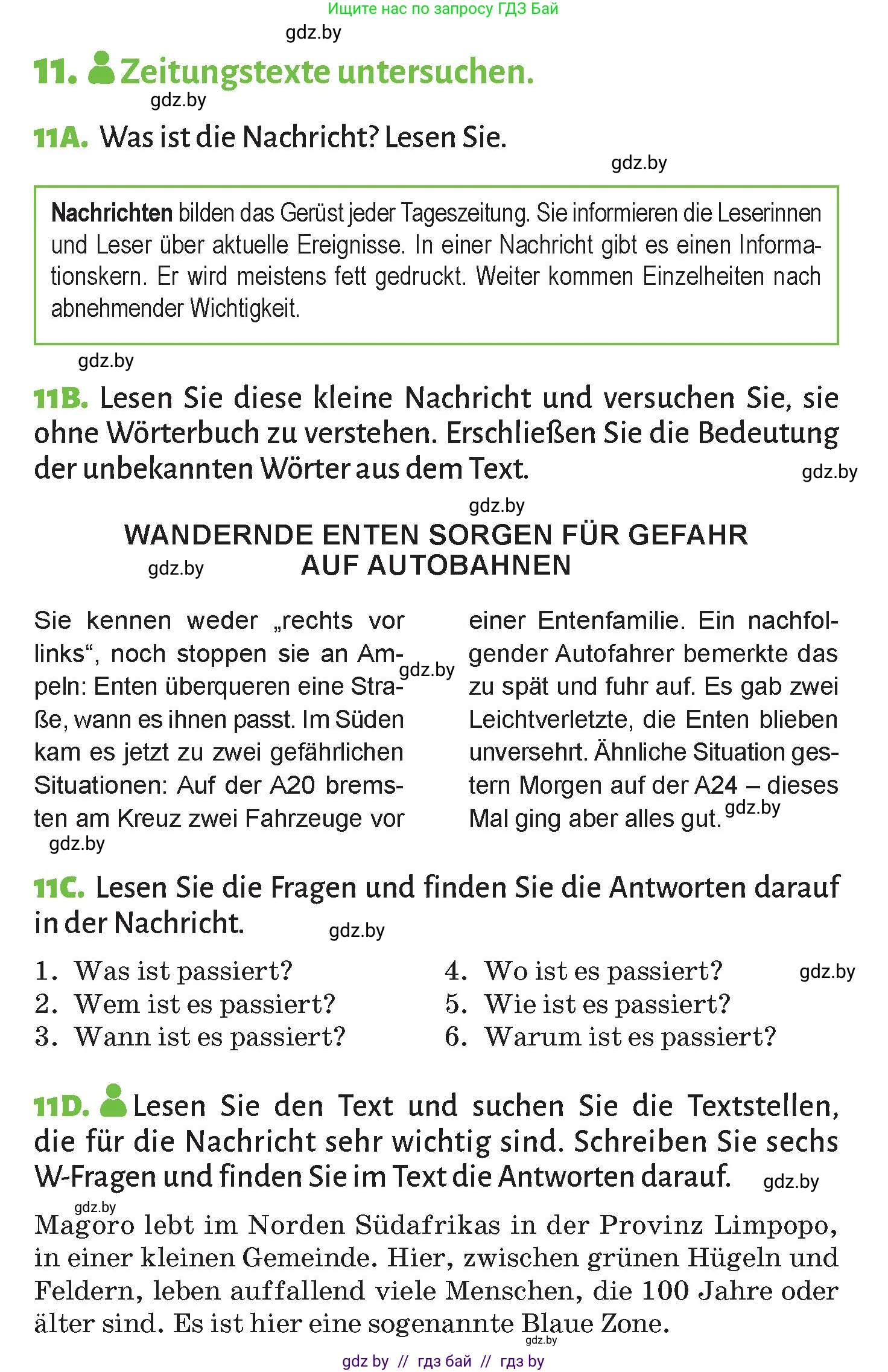 Немецкий язык (Deutsch), 10 класс Учебник (Schülerbuch), авторы: Будько Антонина Филипповна (Budjko Antonina), Курьян Владимир Владимирович (Kurjan Wladimir), издательство Адукацыя i выхаванне, Минск, 2026, голубого цвета, страница 96, номер 11, Условие