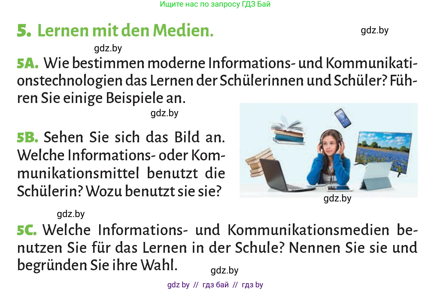 Немецкий язык (Deutsch), 10 класс Учебник (Schülerbuch), авторы: Будько Антонина Филипповна (Budjko Antonina), Курьян Владимир Владимирович (Kurjan Wladimir), издательство Адукацыя i выхаванне, Минск, 2026, голубого цвета, страница 124, номер 5, Условие