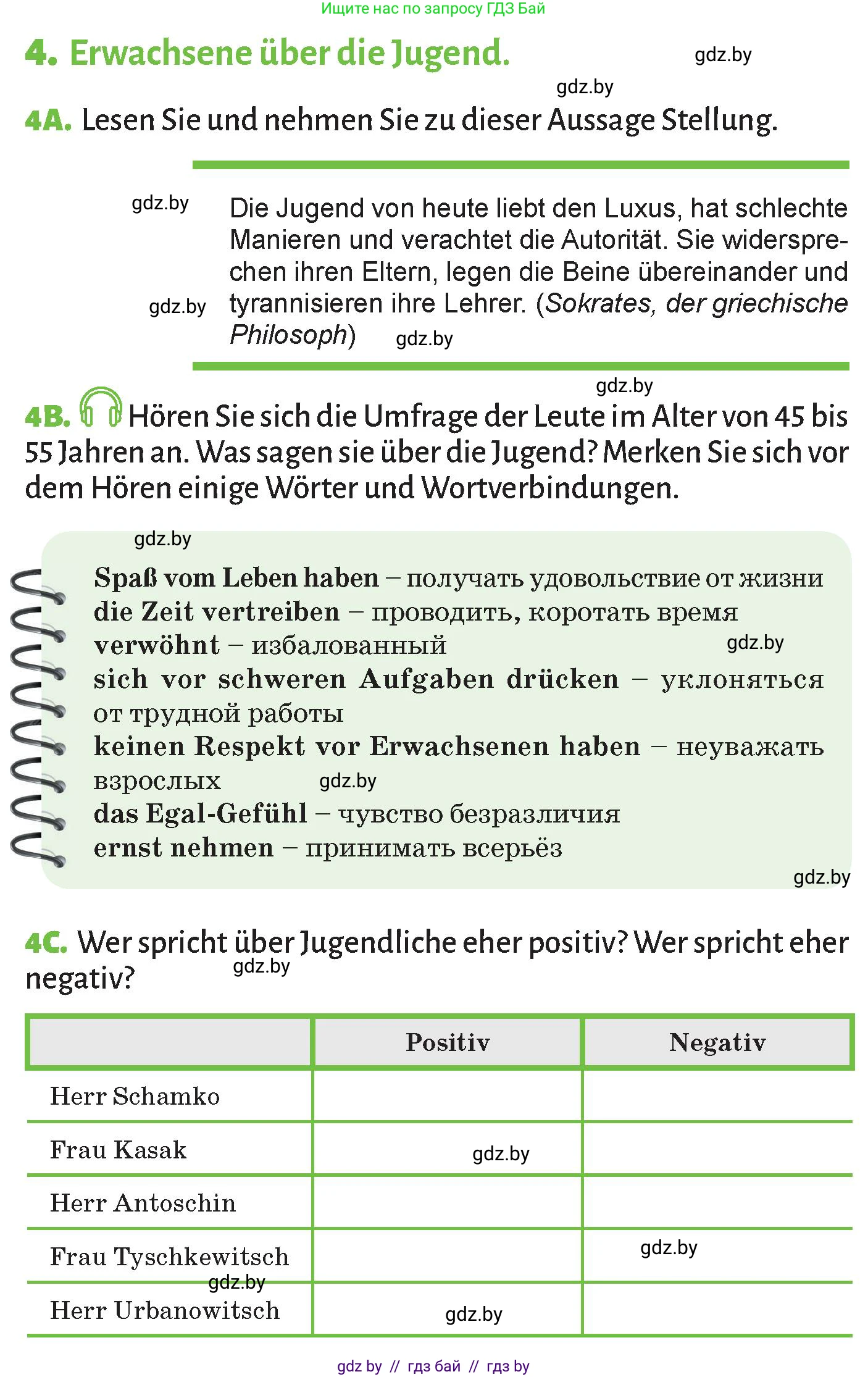 Немецкий язык (Deutsch), 10 класс Учебник (Schülerbuch), авторы: Будько Антонина Филипповна (Budjko Antonina), Курьян Владимир Владимирович (Kurjan Wladimir), издательство Адукацыя i выхаванне, Минск, 2026, голубого цвета, страница 168, номер 4, Условие