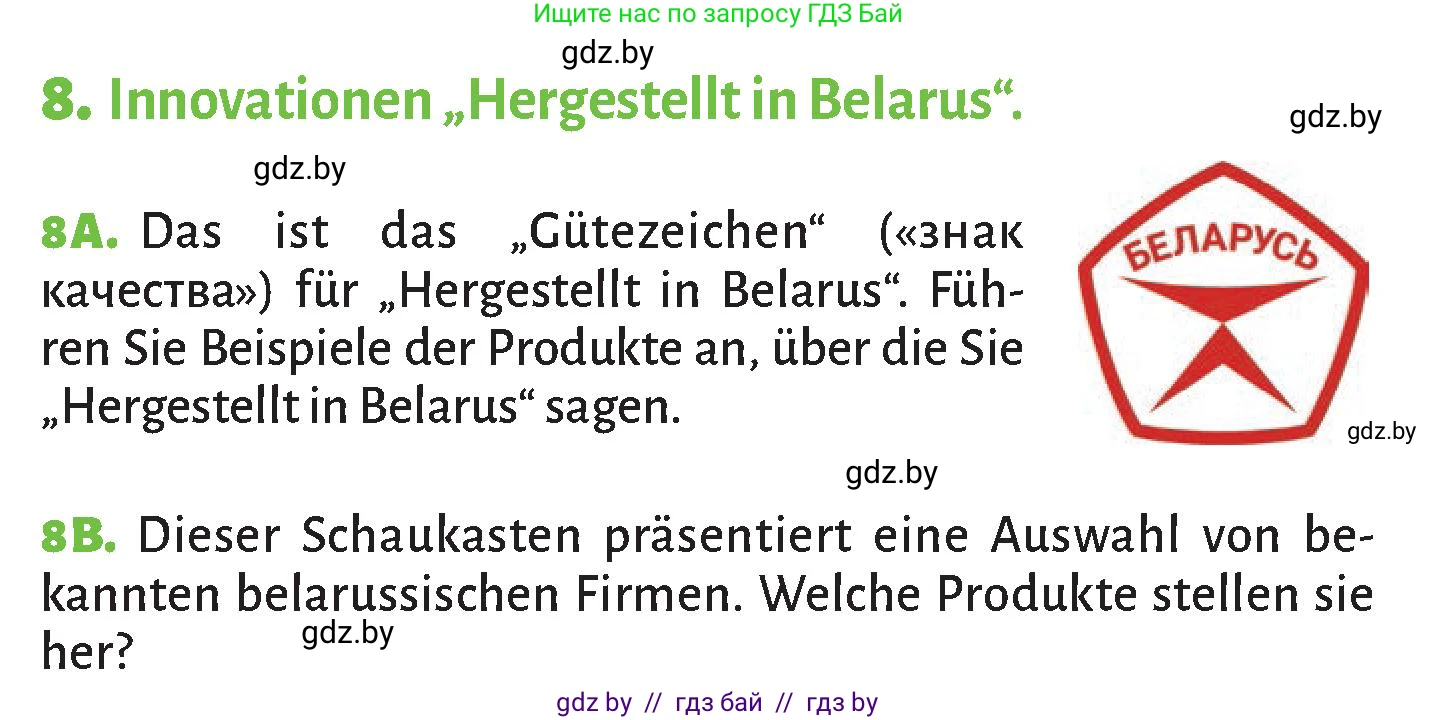 Немецкий язык (Deutsch), 10 класс Учебник (Schülerbuch), авторы: Будько Антонина Филипповна (Budjko Antonina), Курьян Владимир Владимирович (Kurjan Wladimir), издательство Адукацыя i выхаванне, Минск, 2026, голубого цвета, страница 204, номер 8, Условие