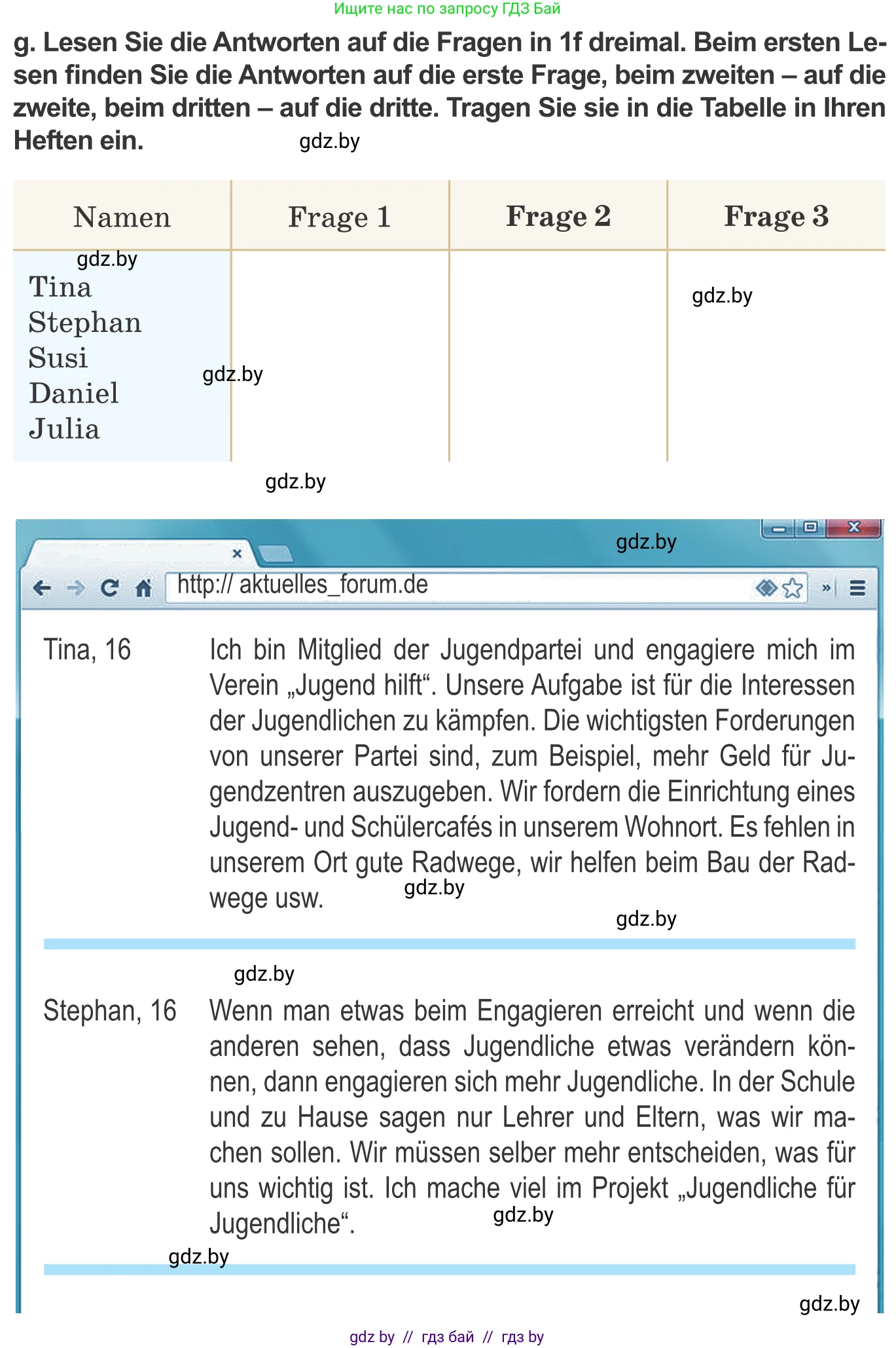 Немецкий язык (Deutsch), 10 класс Учебник (Schülerbuch), авторы: Будько Антонина Филипповна (Budjko Antonina), Урбанович Инна Ювинальевна (Urbanowitsch Ina), издательство Вышэйшая школа, Минск, 2018, оранжевого цвета, страница 198, номер 1g, Условие