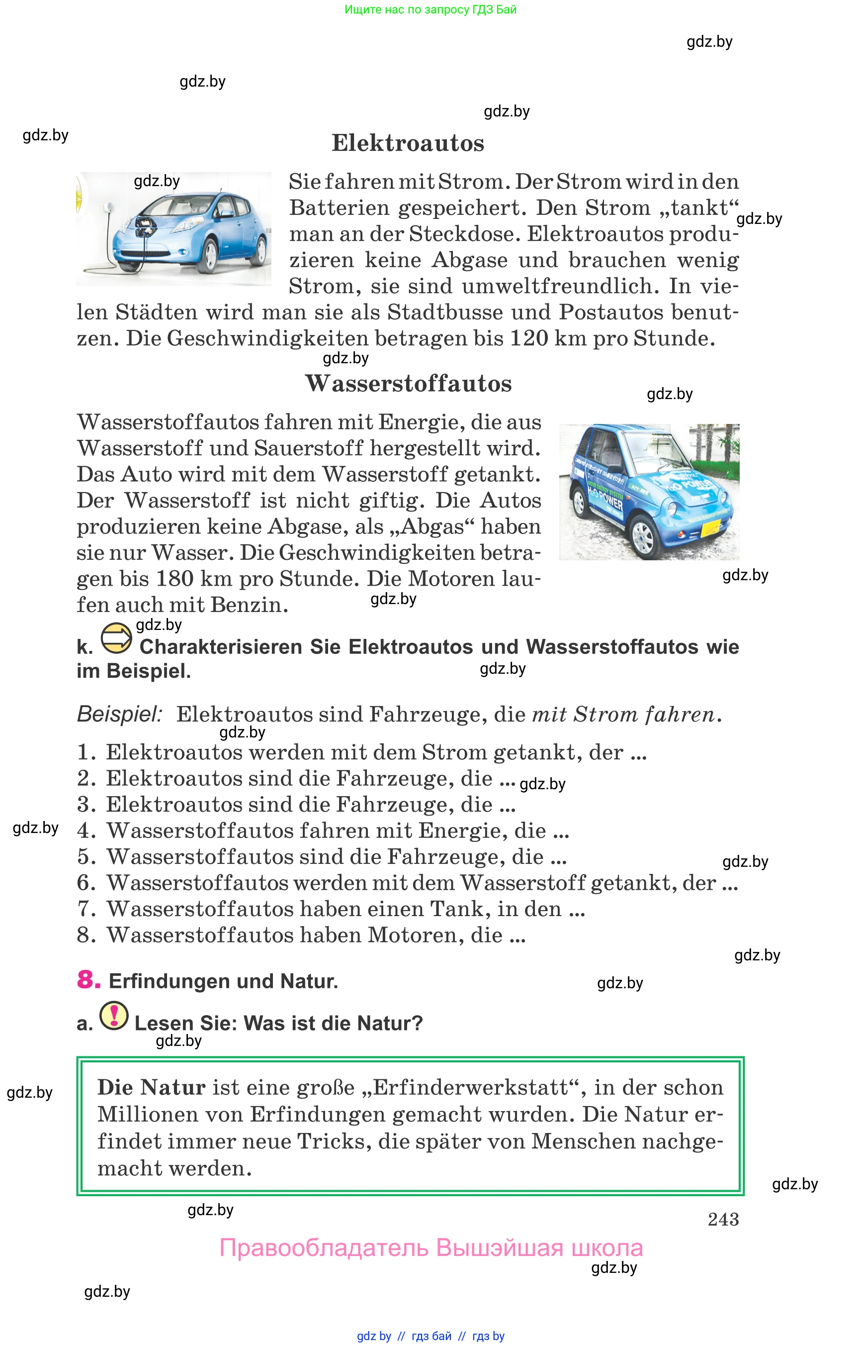 Немецкий язык (Deutsch), 10 класс Учебник (Schülerbuch), авторы: Будько Антонина Филипповна (Budjko Antonina), Урбанович Инна Ювинальевна (Urbanowitsch Ina), издательство Вышэйшая школа, Минск, 2018, оранжевого цвета, страница 243