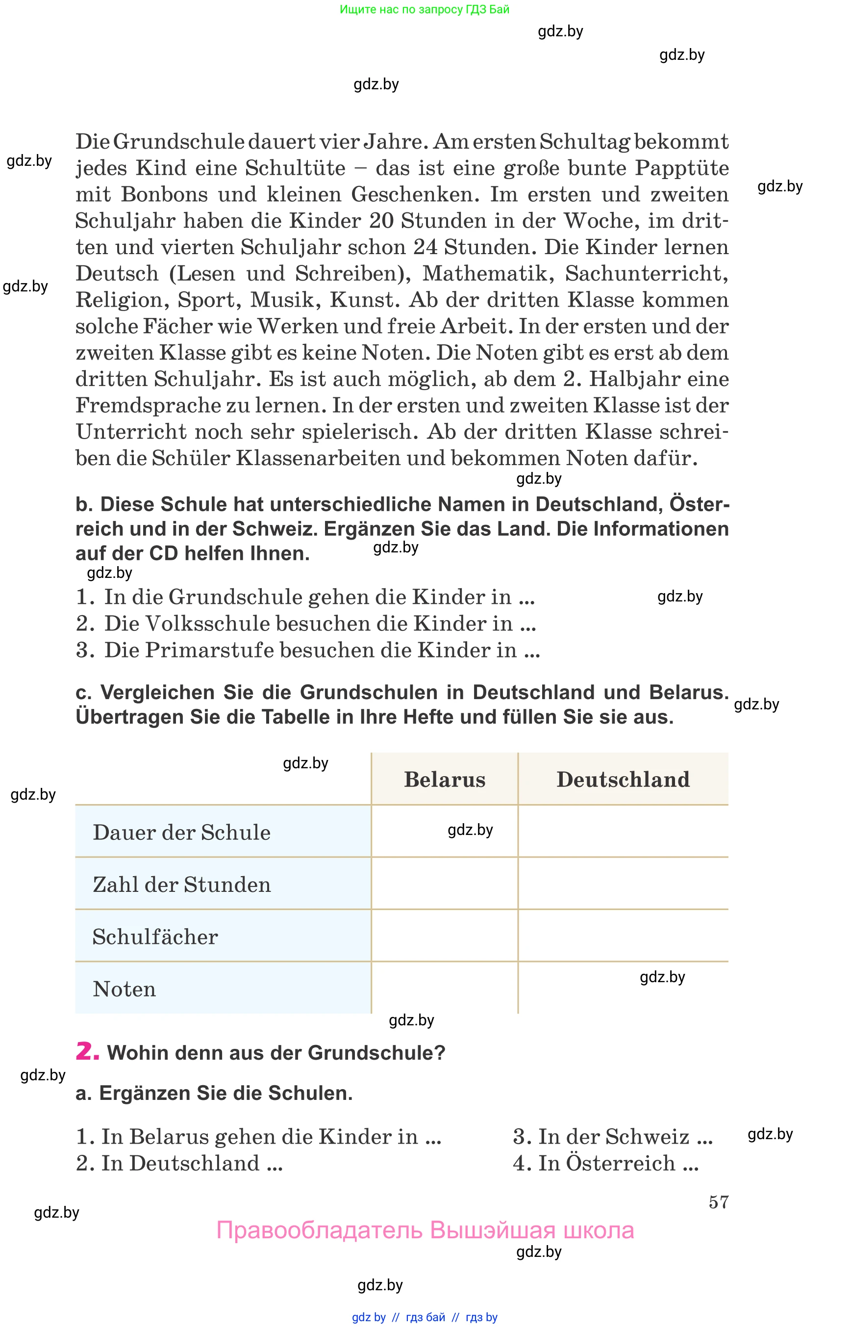 Немецкий язык (Deutsch), 10 класс Учебник (Schülerbuch), авторы: Будько Антонина Филипповна (Budjko Antonina), Урбанович Инна Ювинальевна (Urbanowitsch Ina), издательство Вышэйшая школа, Минск, 2018, оранжевого цвета, страница 57