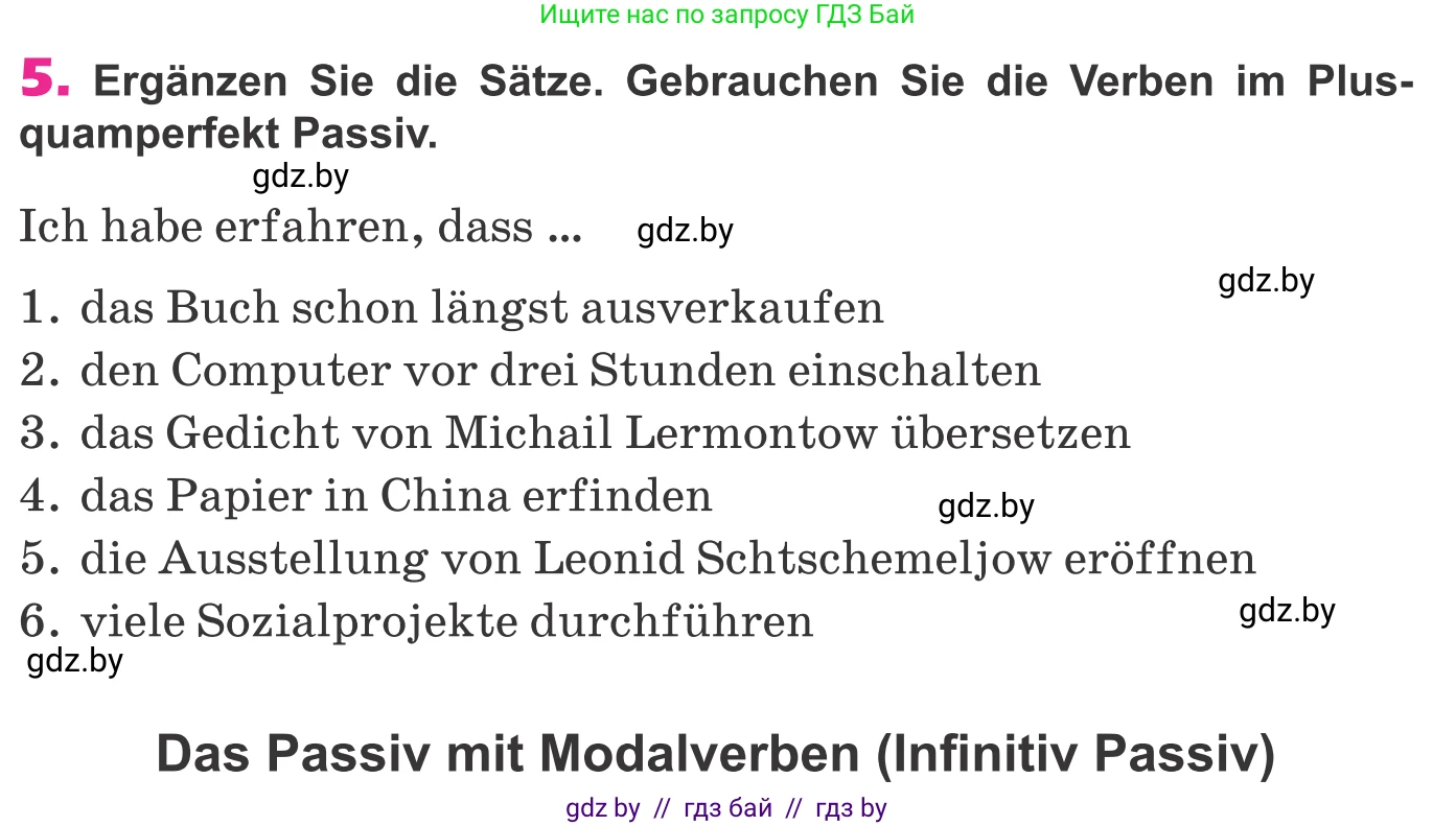 Немецкий язык (Deutsch), 10 класс Учебник (Schülerbuch), авторы: Будько Антонина Филипповна (Budjko Antonina), Урбанович Инна Ювинальевна (Urbanowitsch Ina), издательство Вышэйшая школа, Минск, 2018, оранжевого цвета, страница 285, номер 5, Условие