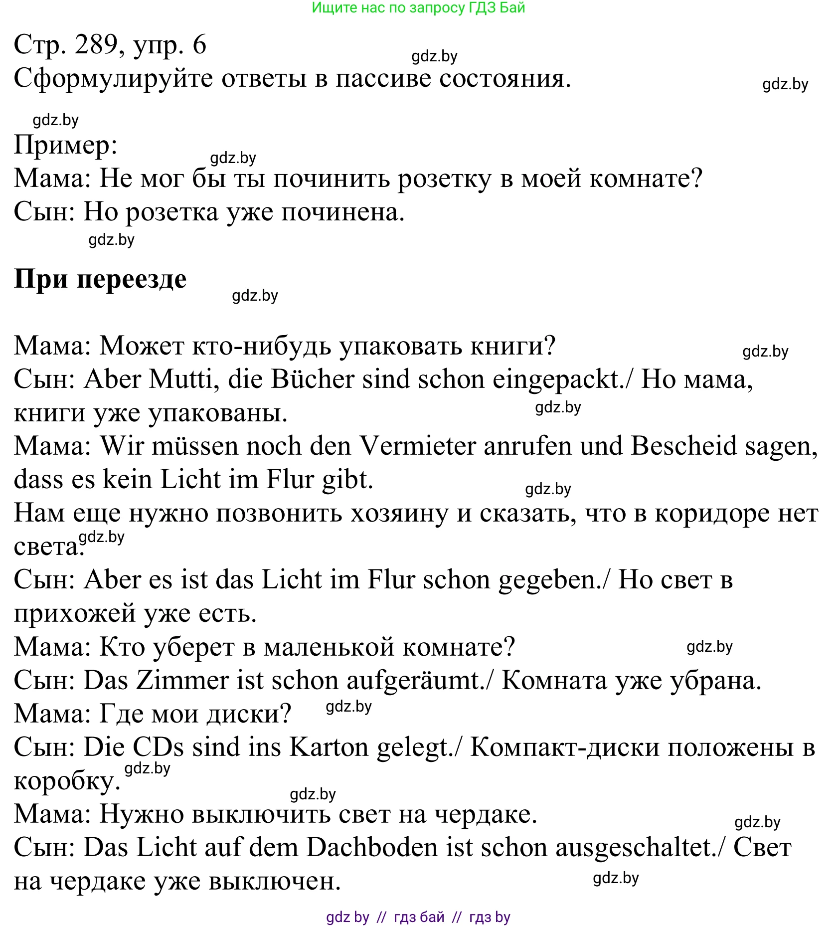 Немецкий язык (Deutsch), 10 класс Учебник (Schülerbuch), авторы: Будько Антонина Филипповна (Budjko Antonina), Урбанович Инна Ювинальевна (Urbanowitsch Ina), издательство Вышэйшая школа, Минск, 2018, оранжевого цвета, страница 289, номер 6, Решение