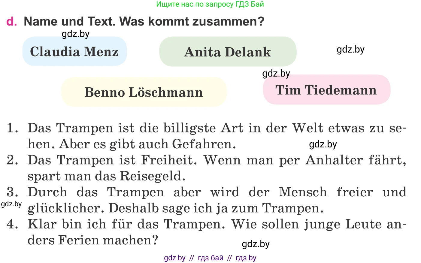 Немецкий язык (Deutsch), 11 класс Учебник (Schülerbuch), авторы: Будько Антонина Филипповна (Budjko Antonina), Урбанович Инна Ювинальевна (Urbanowitsch Ina), издательство Вышэйшая школа, Минск, 2019, бирюзового цвета, страница 113, номер 6d, Условие