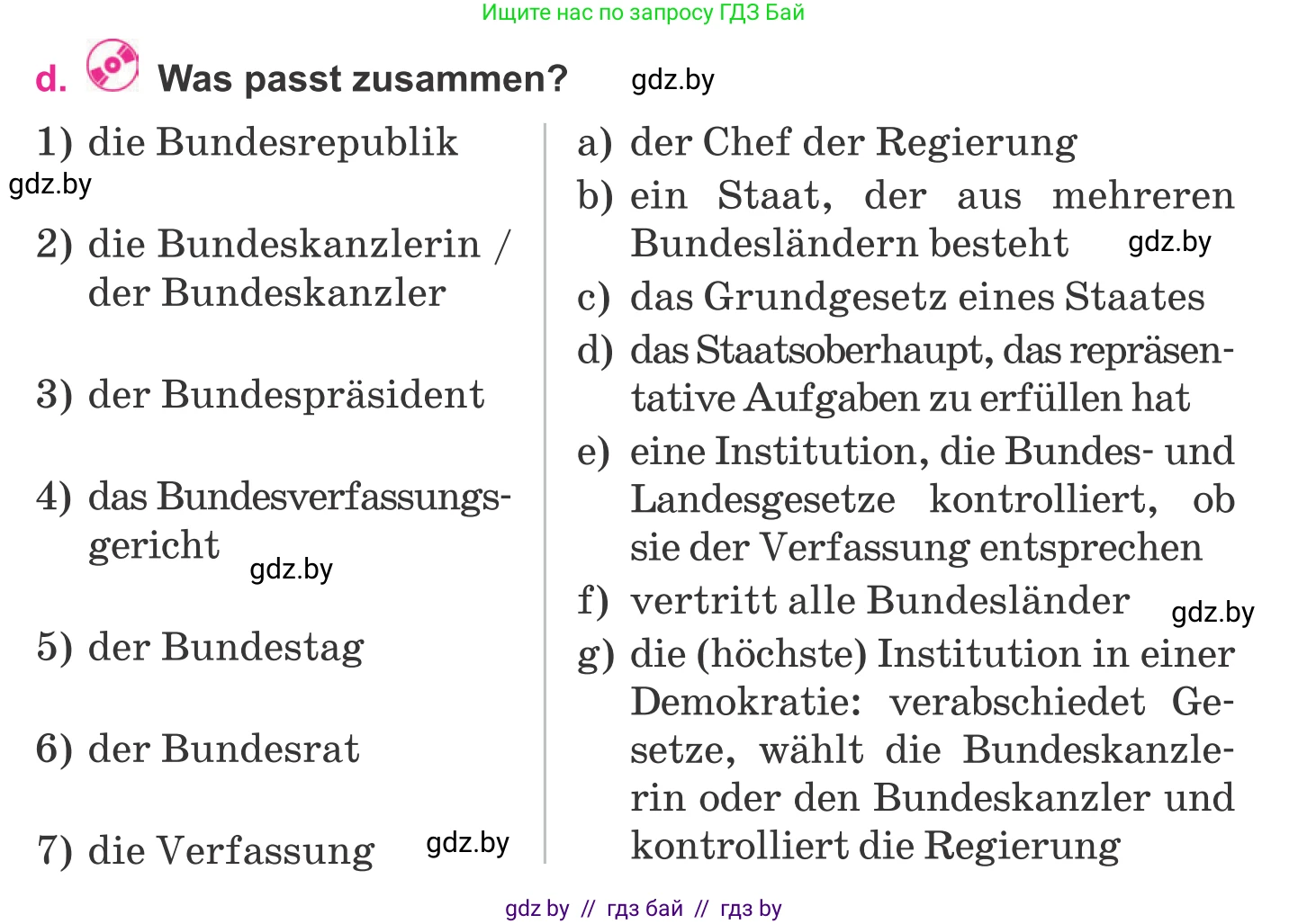 Немецкий язык (Deutsch), 11 класс Учебник (Schülerbuch), авторы: Будько Антонина Филипповна (Budjko Antonina), Урбанович Инна Ювинальевна (Urbanowitsch Ina), издательство Вышэйшая школа, Минск, 2019, бирюзового цвета, страница 199, номер 1d, Условие