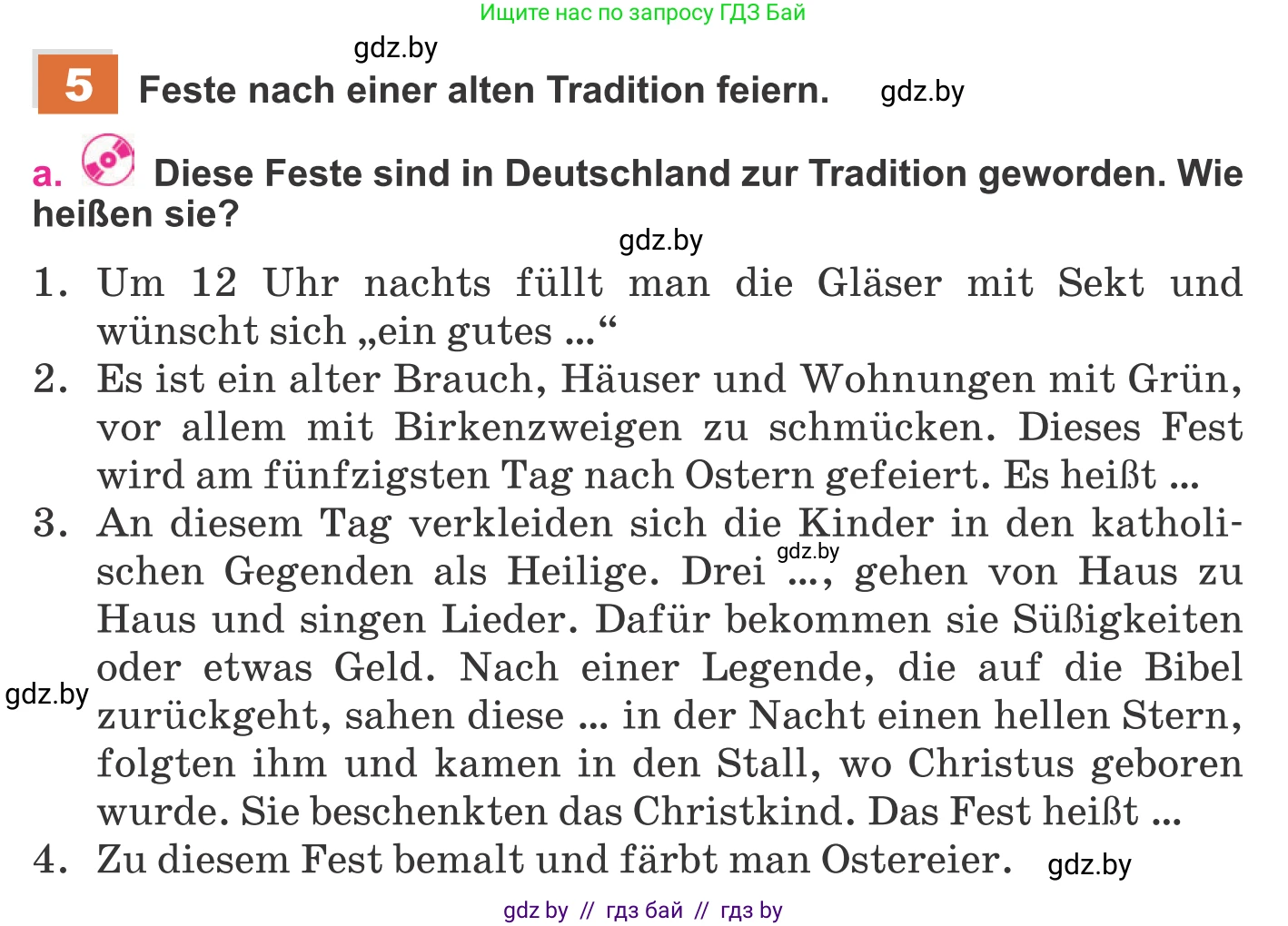 Немецкий язык (Deutsch), 11 класс Учебник (Schülerbuch), авторы: Будько Антонина Филипповна (Budjko Antonina), Урбанович Инна Ювинальевна (Urbanowitsch Ina), издательство Вышэйшая школа, Минск, 2019, бирюзового цвета, страница 224, номер 5a, Условие