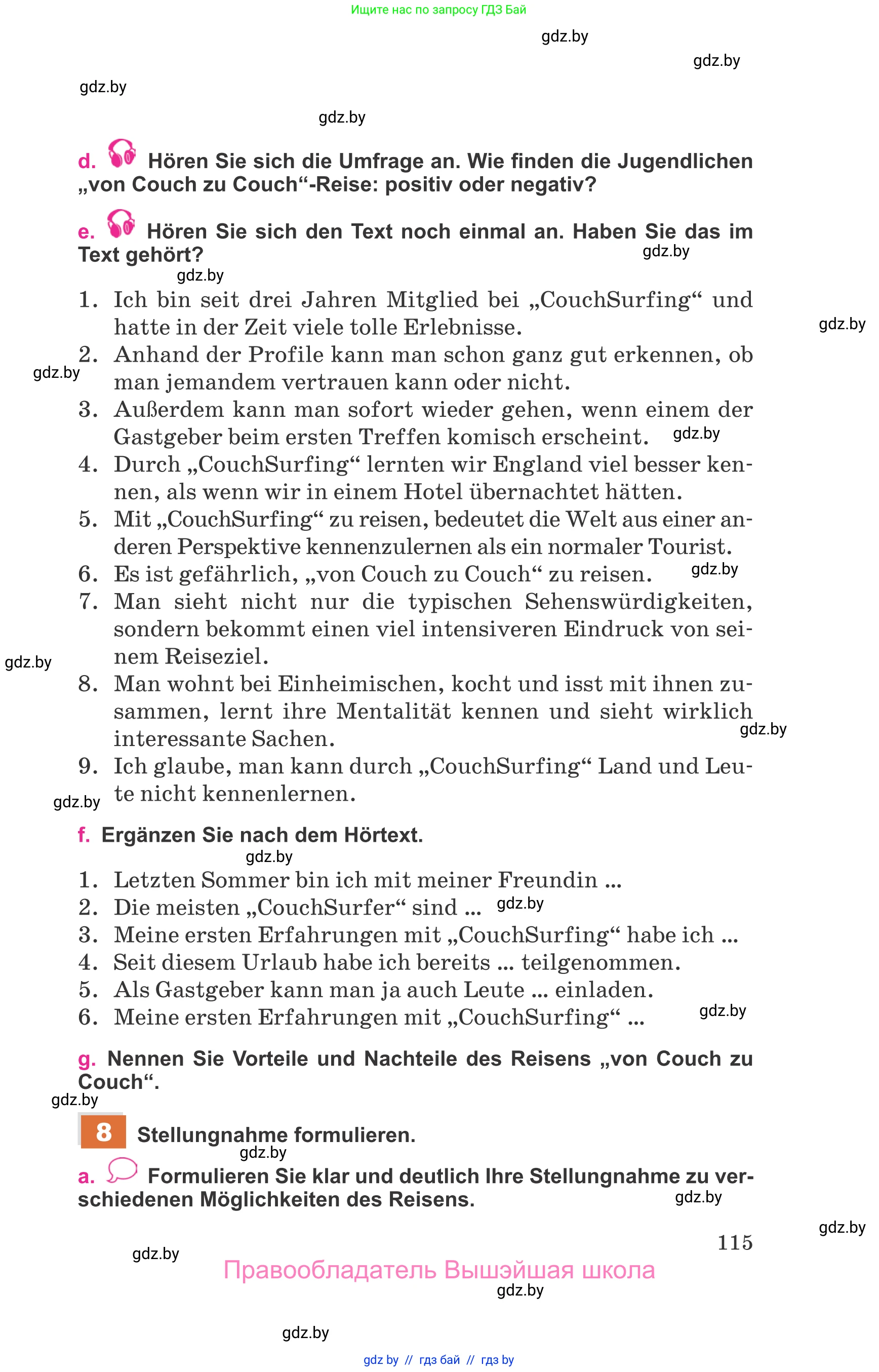 Немецкий язык (Deutsch), 11 класс Учебник (Schülerbuch), авторы: Будько Антонина Филипповна (Budjko Antonina), Урбанович Инна Ювинальевна (Urbanowitsch Ina), издательство Вышэйшая школа, Минск, 2019, бирюзового цвета, страница 115