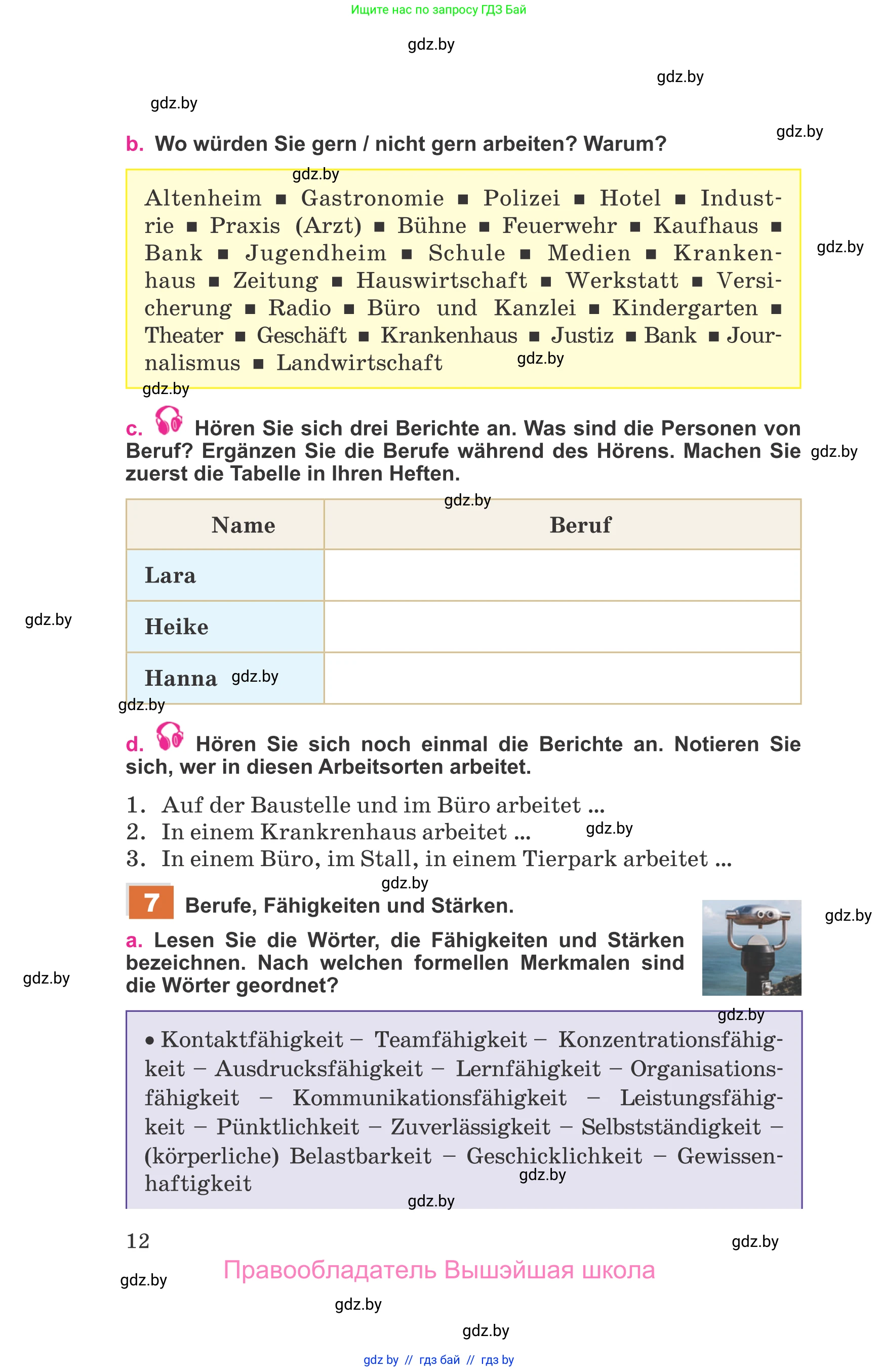 Немецкий язык (Deutsch), 11 класс Учебник (Schülerbuch), авторы: Будько Антонина Филипповна (Budjko Antonina), Урбанович Инна Ювинальевна (Urbanowitsch Ina), издательство Вышэйшая школа, Минск, 2019, бирюзового цвета, страница 12