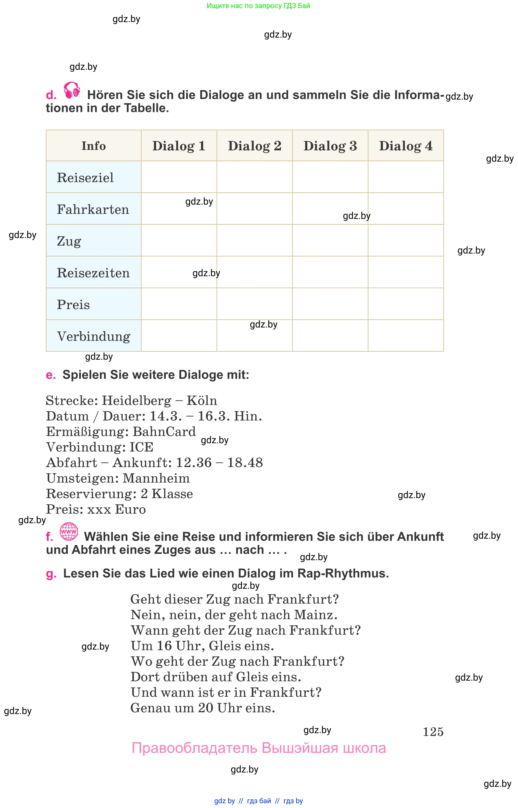 Немецкий язык (Deutsch), 11 класс Учебник (Schülerbuch), авторы: Будько Антонина Филипповна (Budjko Antonina), Урбанович Инна Ювинальевна (Urbanowitsch Ina), издательство Вышэйшая школа, Минск, 2019, бирюзового цвета, страница 125