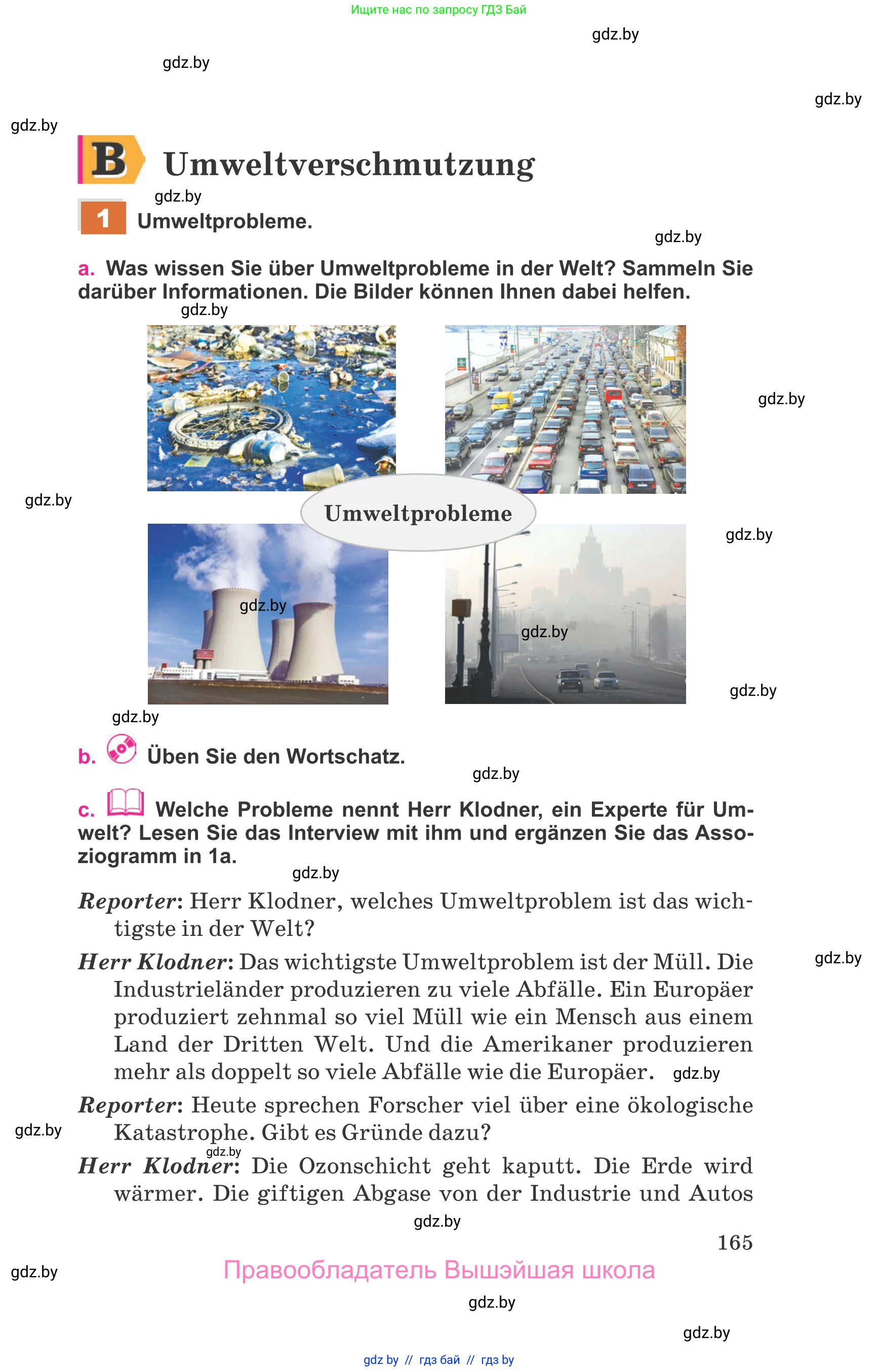 Немецкий язык (Deutsch), 11 класс Учебник (Schülerbuch), авторы: Будько Антонина Филипповна (Budjko Antonina), Урбанович Инна Ювинальевна (Urbanowitsch Ina), издательство Вышэйшая школа, Минск, 2019, бирюзового цвета, страница 165