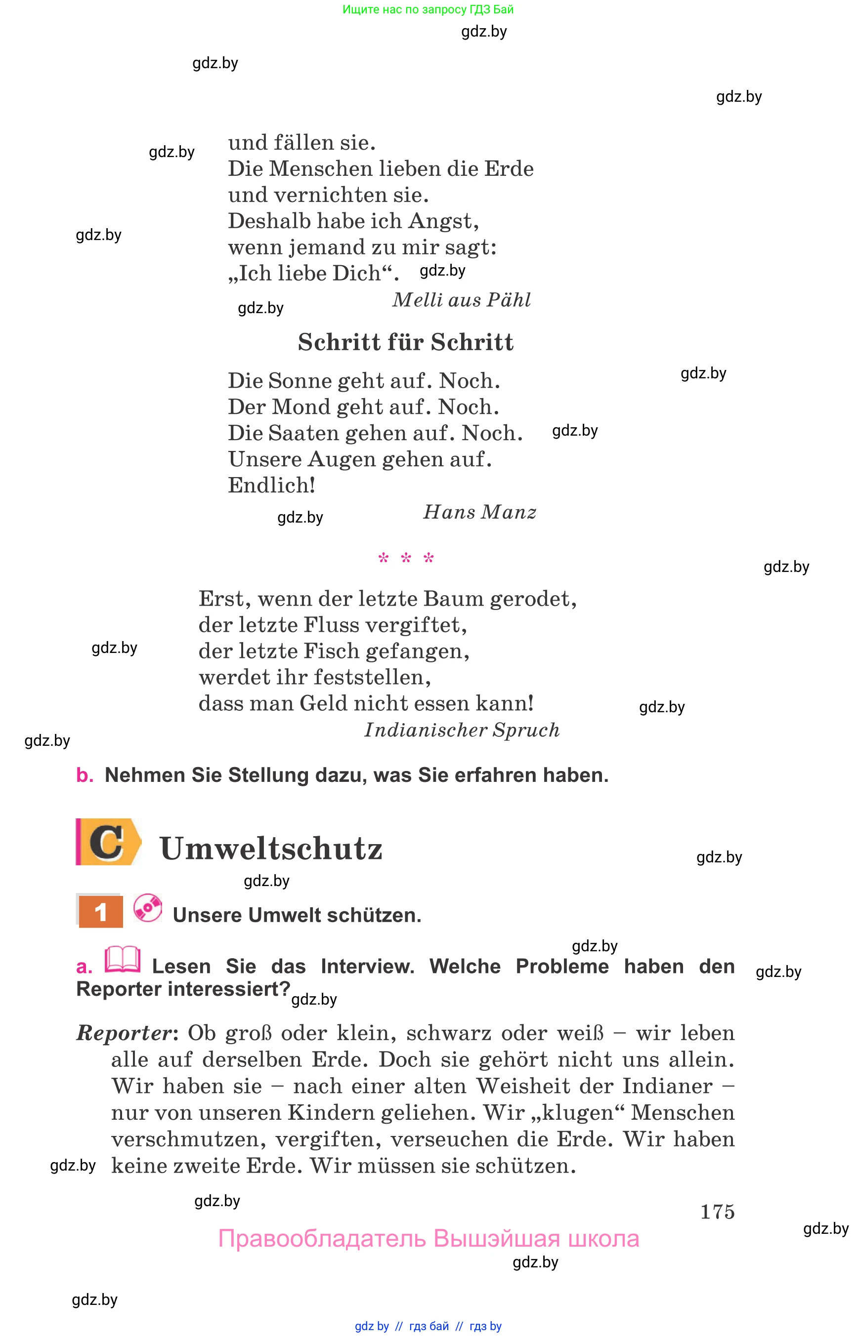 Немецкий язык (Deutsch), 11 класс Учебник (Schülerbuch), авторы: Будько Антонина Филипповна (Budjko Antonina), Урбанович Инна Ювинальевна (Urbanowitsch Ina), издательство Вышэйшая школа, Минск, 2019, бирюзового цвета, страница 175