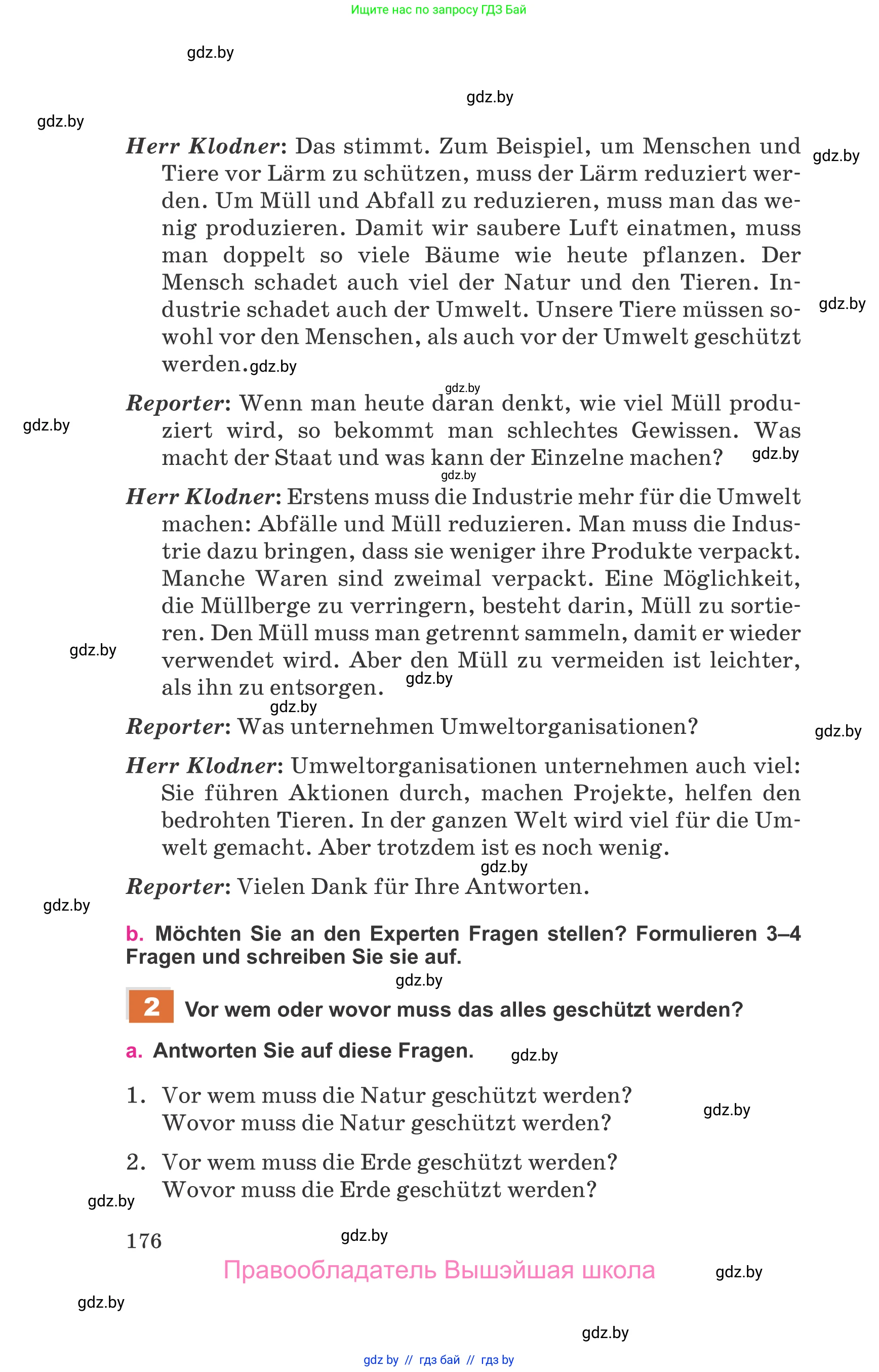 Немецкий язык (Deutsch), 11 класс Учебник (Schülerbuch), авторы: Будько Антонина Филипповна (Budjko Antonina), Урбанович Инна Ювинальевна (Urbanowitsch Ina), издательство Вышэйшая школа, Минск, 2019, бирюзового цвета, страница 176