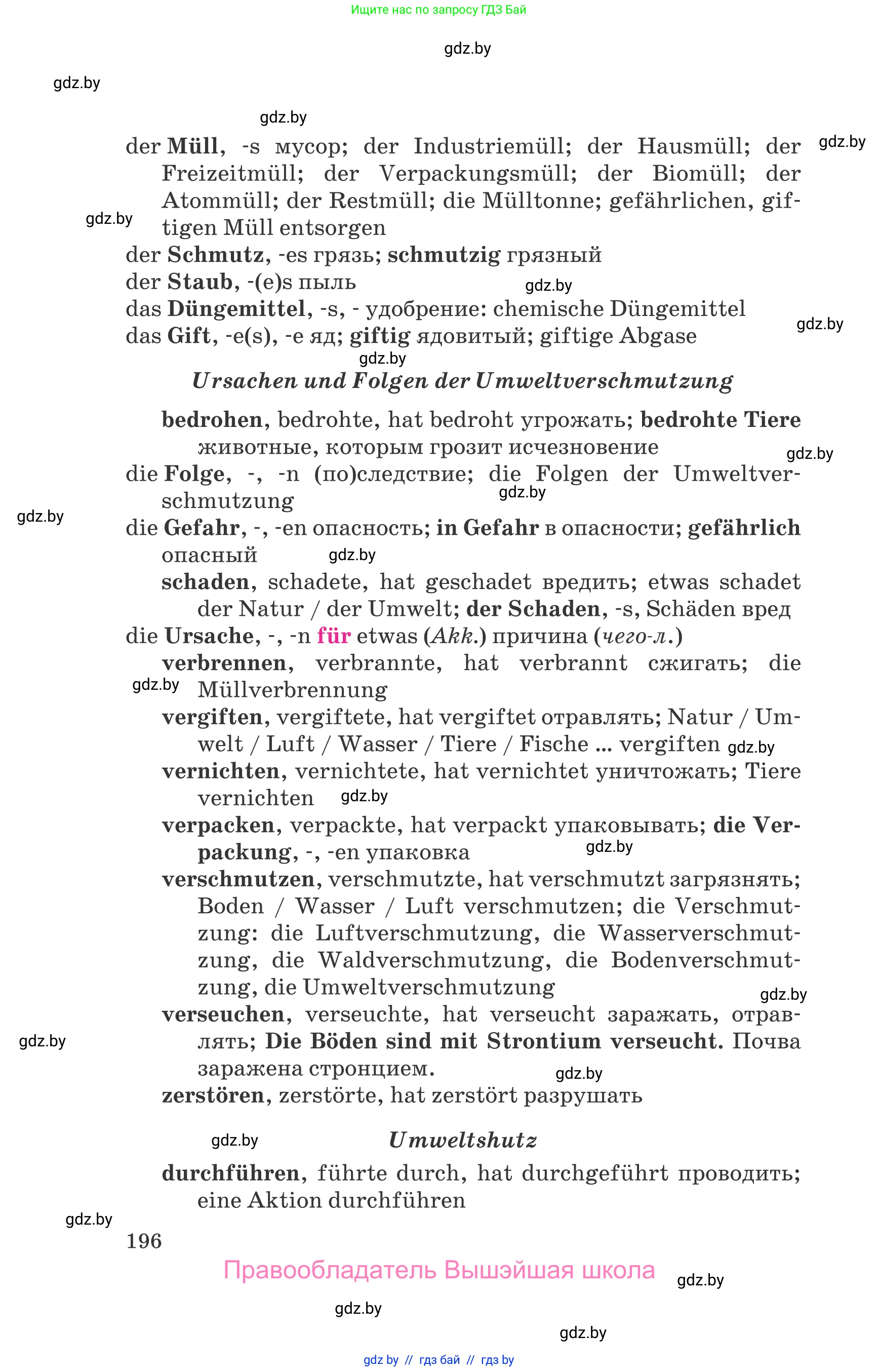 Немецкий язык (Deutsch), 11 класс Учебник (Schülerbuch), авторы: Будько Антонина Филипповна (Budjko Antonina), Урбанович Инна Ювинальевна (Urbanowitsch Ina), издательство Вышэйшая школа, Минск, 2019, бирюзового цвета, страница 196