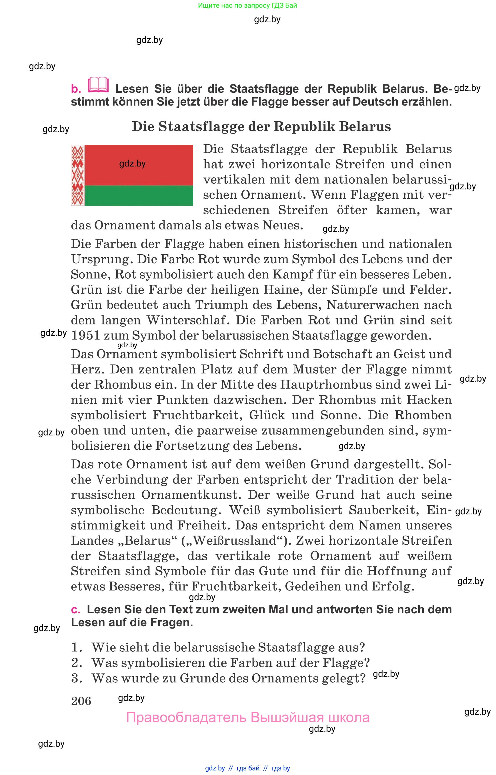 Немецкий язык (Deutsch), 11 класс Учебник (Schülerbuch), авторы: Будько Антонина Филипповна (Budjko Antonina), Урбанович Инна Ювинальевна (Urbanowitsch Ina), издательство Вышэйшая школа, Минск, 2019, бирюзового цвета, страница 206