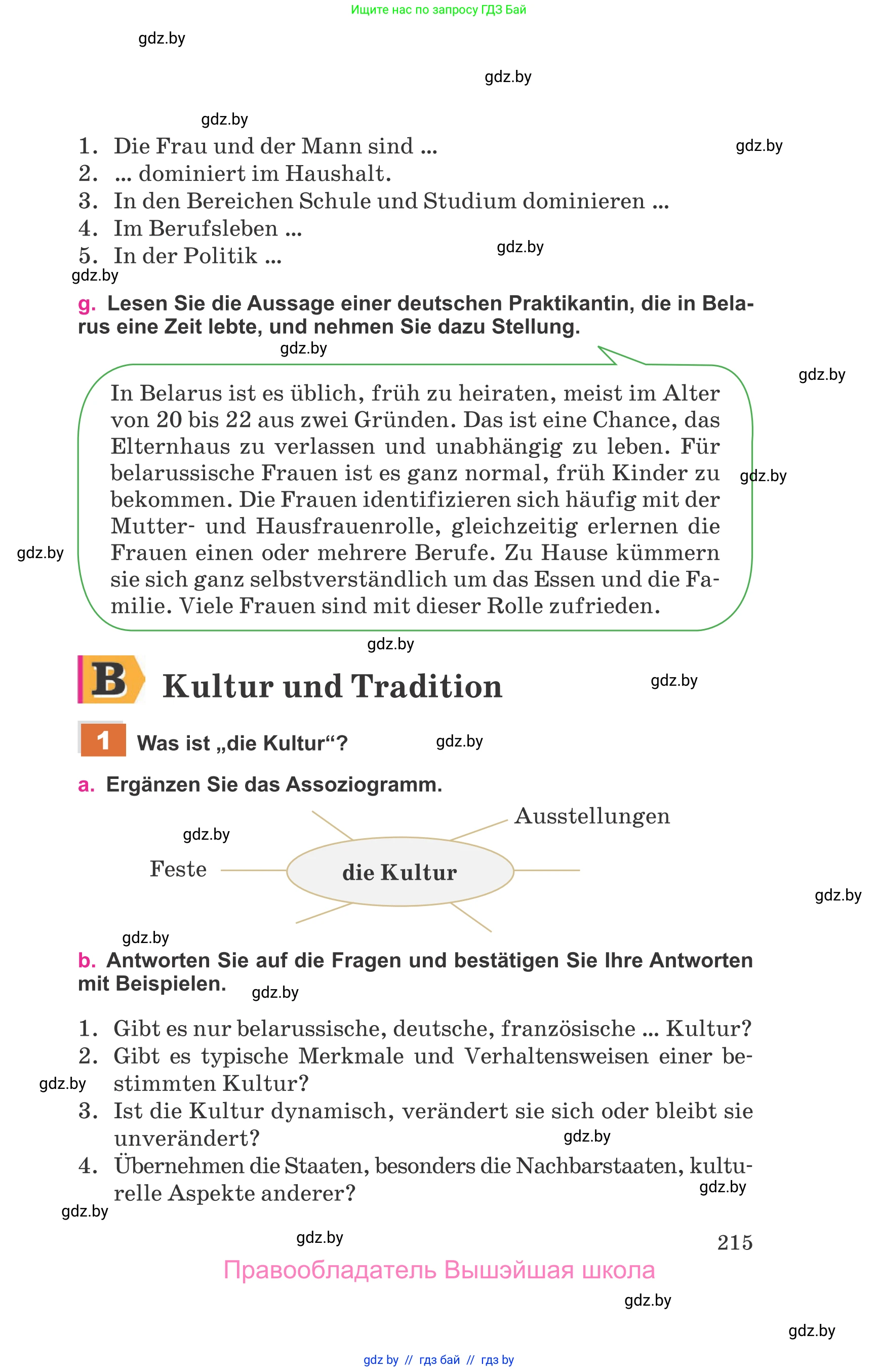 Немецкий язык (Deutsch), 11 класс Учебник (Schülerbuch), авторы: Будько Антонина Филипповна (Budjko Antonina), Урбанович Инна Ювинальевна (Urbanowitsch Ina), издательство Вышэйшая школа, Минск, 2019, бирюзового цвета, страница 215