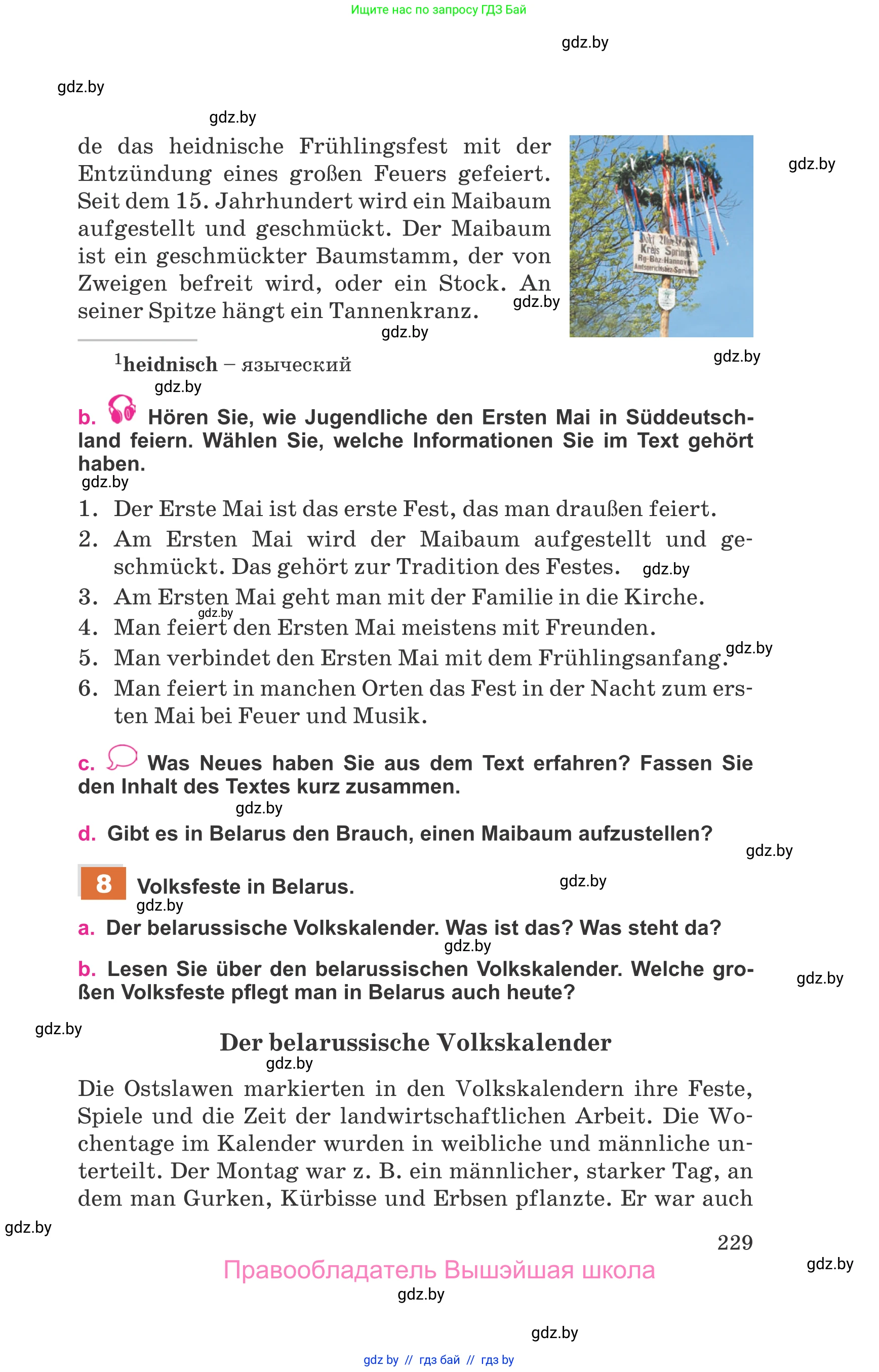 Немецкий язык (Deutsch), 11 класс Учебник (Schülerbuch), авторы: Будько Антонина Филипповна (Budjko Antonina), Урбанович Инна Ювинальевна (Urbanowitsch Ina), издательство Вышэйшая школа, Минск, 2019, бирюзового цвета, страница 229