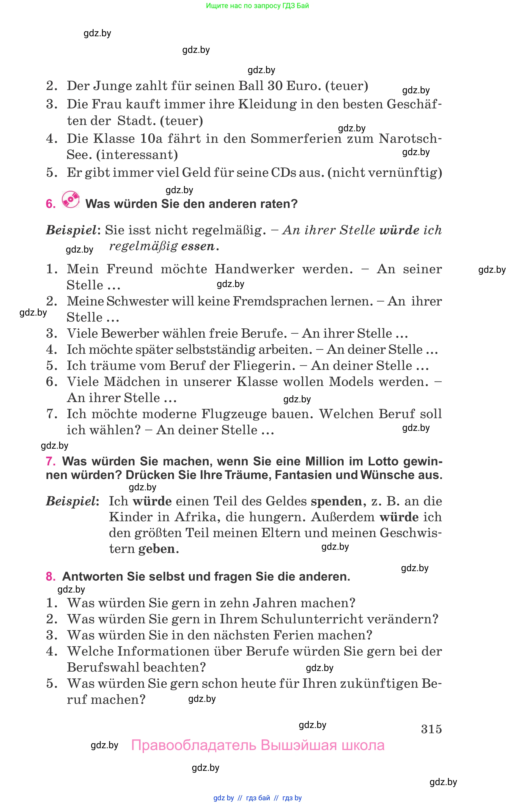 Немецкий язык (Deutsch), 11 класс Учебник (Schülerbuch), авторы: Будько Антонина Филипповна (Budjko Antonina), Урбанович Инна Ювинальевна (Urbanowitsch Ina), издательство Вышэйшая школа, Минск, 2019, бирюзового цвета, страница 315