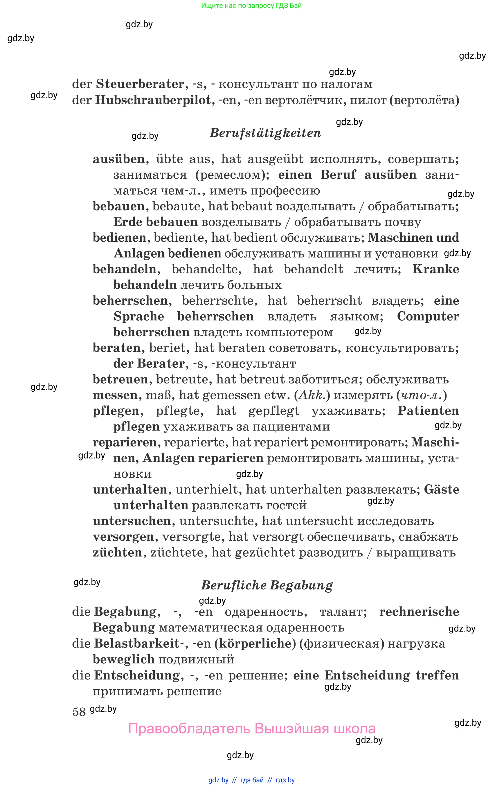 Немецкий язык (Deutsch), 11 класс Учебник (Schülerbuch), авторы: Будько Антонина Филипповна (Budjko Antonina), Урбанович Инна Ювинальевна (Urbanowitsch Ina), издательство Вышэйшая школа, Минск, 2019, бирюзового цвета, страница 58
