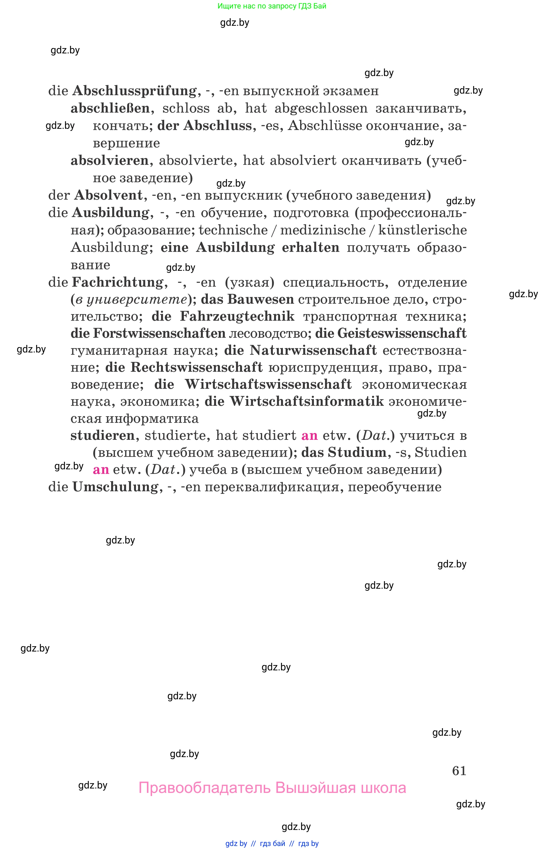 Немецкий язык (Deutsch), 11 класс Учебник (Schülerbuch), авторы: Будько Антонина Филипповна (Budjko Antonina), Урбанович Инна Ювинальевна (Urbanowitsch Ina), издательство Вышэйшая школа, Минск, 2019, бирюзового цвета, страница 61