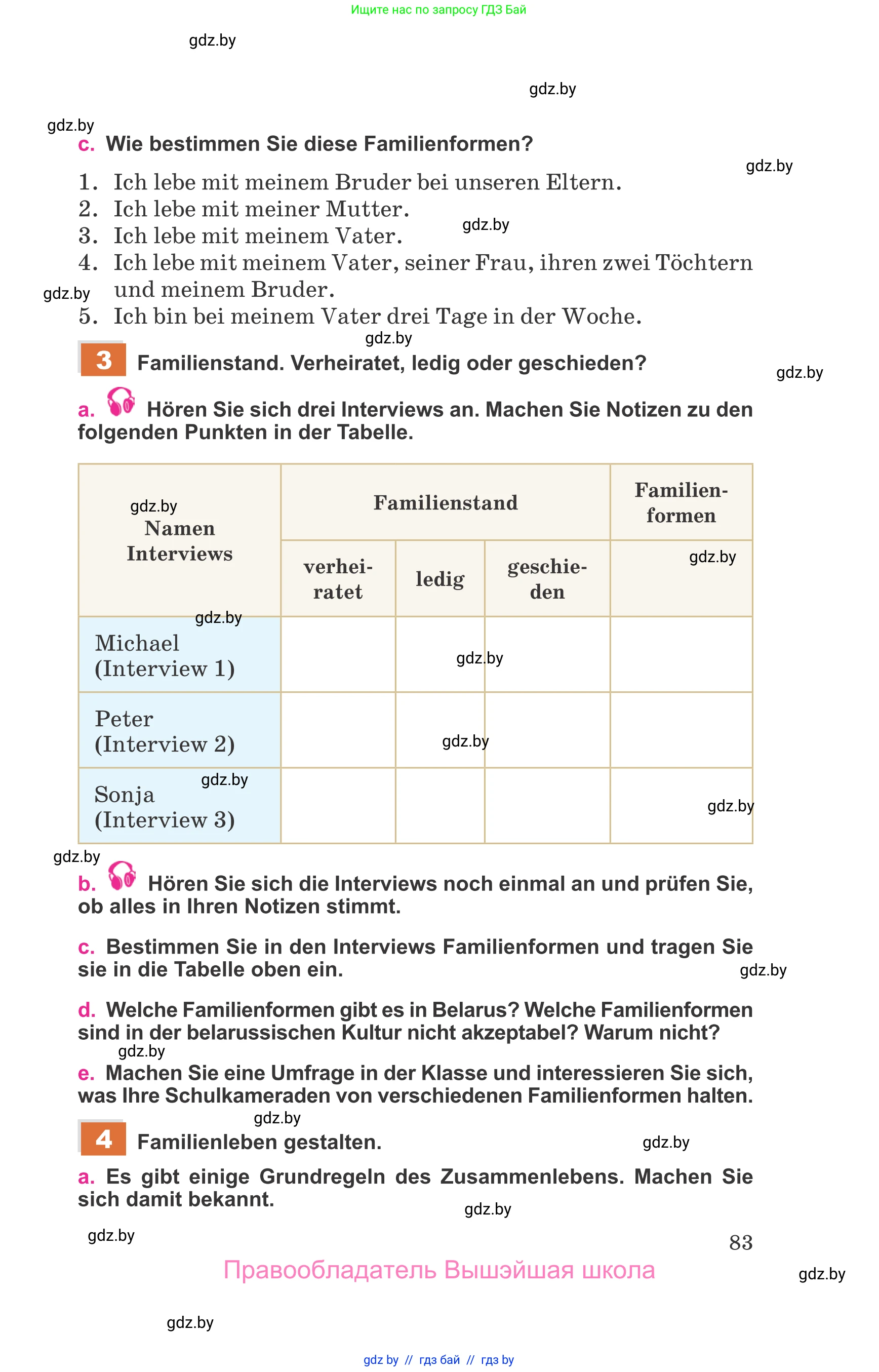 Немецкий язык (Deutsch), 11 класс Учебник (Schülerbuch), авторы: Будько Антонина Филипповна (Budjko Antonina), Урбанович Инна Ювинальевна (Urbanowitsch Ina), издательство Вышэйшая школа, Минск, 2019, бирюзового цвета, страница 83
