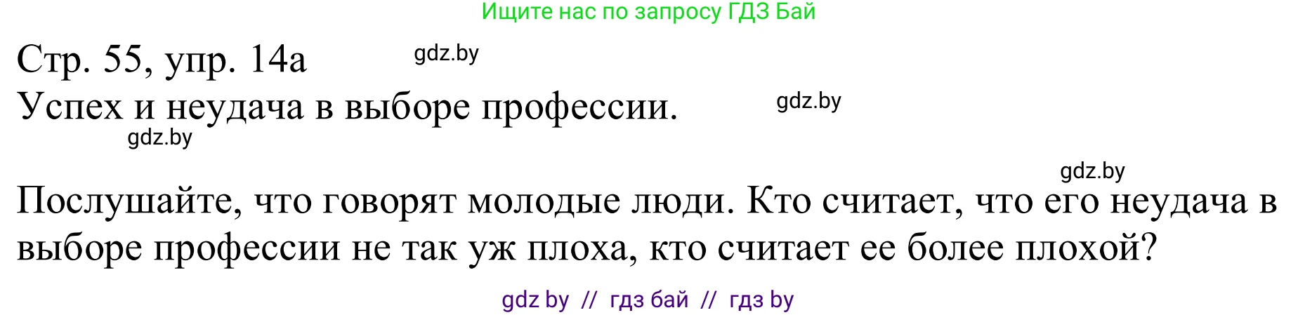 Немецкий язык (Deutsch), 11 класс Учебник (Schülerbuch), авторы: Будько Антонина Филипповна (Budjko Antonina), Урбанович Инна Ювинальевна (Urbanowitsch Ina), издательство Вышэйшая школа, Минск, 2019, бирюзового цвета, страница 55, номер 14a, Решение