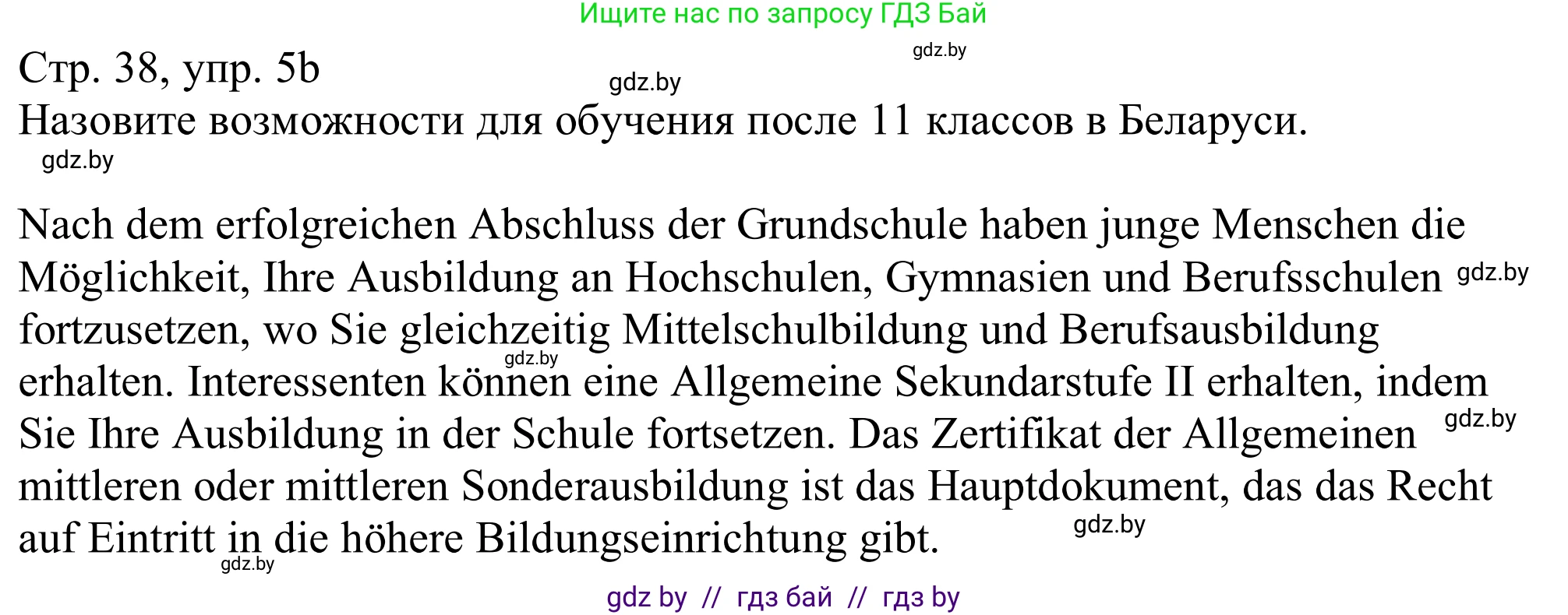 Немецкий язык (Deutsch), 11 класс Учебник (Schülerbuch), авторы: Будько Антонина Филипповна (Budjko Antonina), Урбанович Инна Ювинальевна (Urbanowitsch Ina), издательство Вышэйшая школа, Минск, 2019, бирюзового цвета, страница 38, номер 5b, Решение