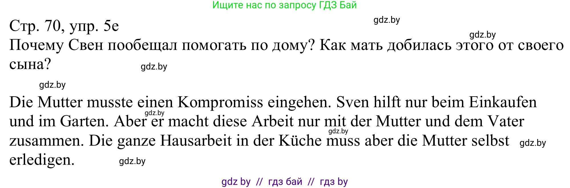 Немецкий язык (Deutsch), 11 класс Учебник (Schülerbuch), авторы: Будько Антонина Филипповна (Budjko Antonina), Урбанович Инна Ювинальевна (Urbanowitsch Ina), издательство Вышэйшая школа, Минск, 2019, бирюзового цвета, страница 70, номер 5e, Решение