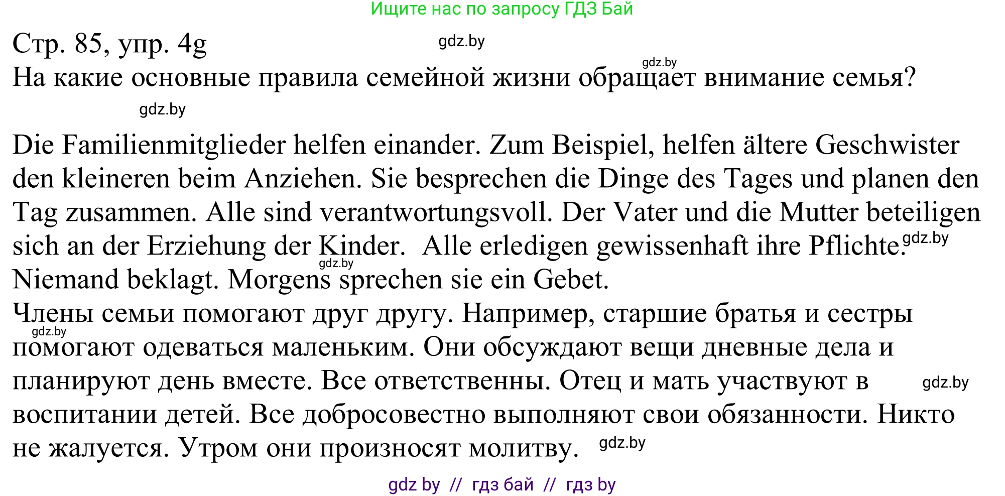 Немецкий язык (Deutsch), 11 класс Учебник (Schülerbuch), авторы: Будько Антонина Филипповна (Budjko Antonina), Урбанович Инна Ювинальевна (Urbanowitsch Ina), издательство Вышэйшая школа, Минск, 2019, бирюзового цвета, страница 85, номер 4g, Решение
