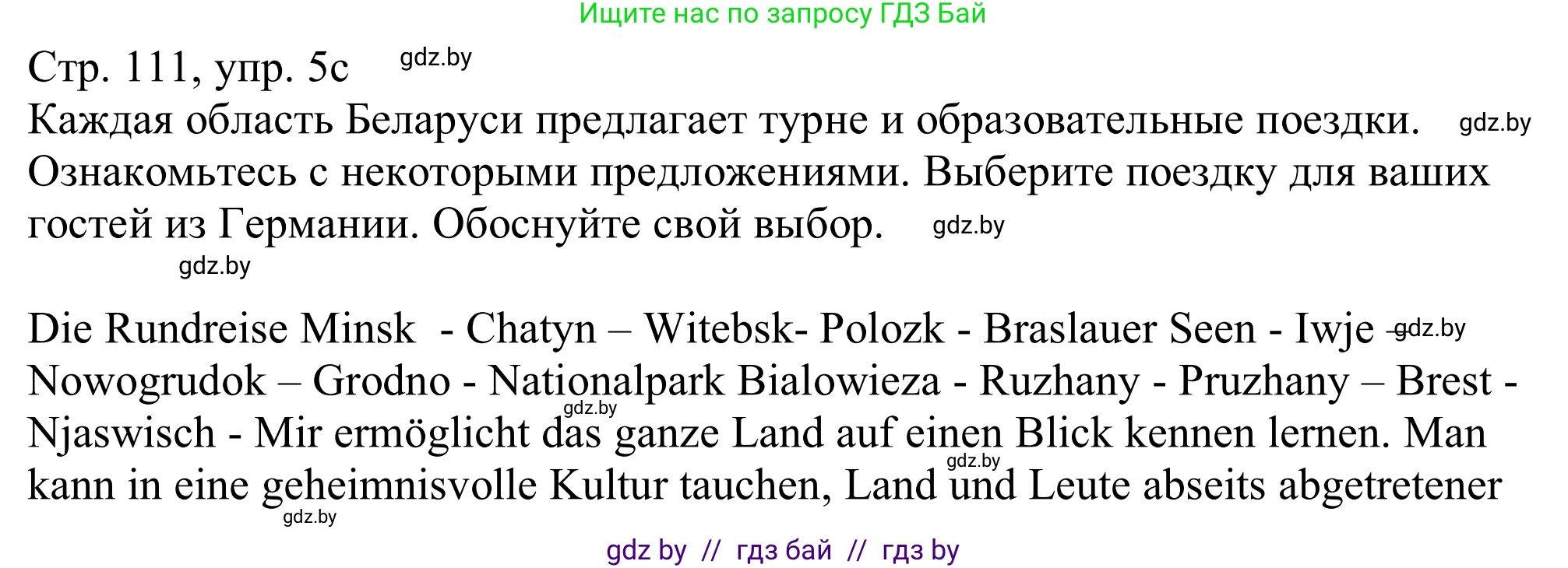 Немецкий язык (Deutsch), 11 класс Учебник (Schülerbuch), авторы: Будько Антонина Филипповна (Budjko Antonina), Урбанович Инна Ювинальевна (Urbanowitsch Ina), издательство Вышэйшая школа, Минск, 2019, бирюзового цвета, страница 111, номер 5c, Решение
